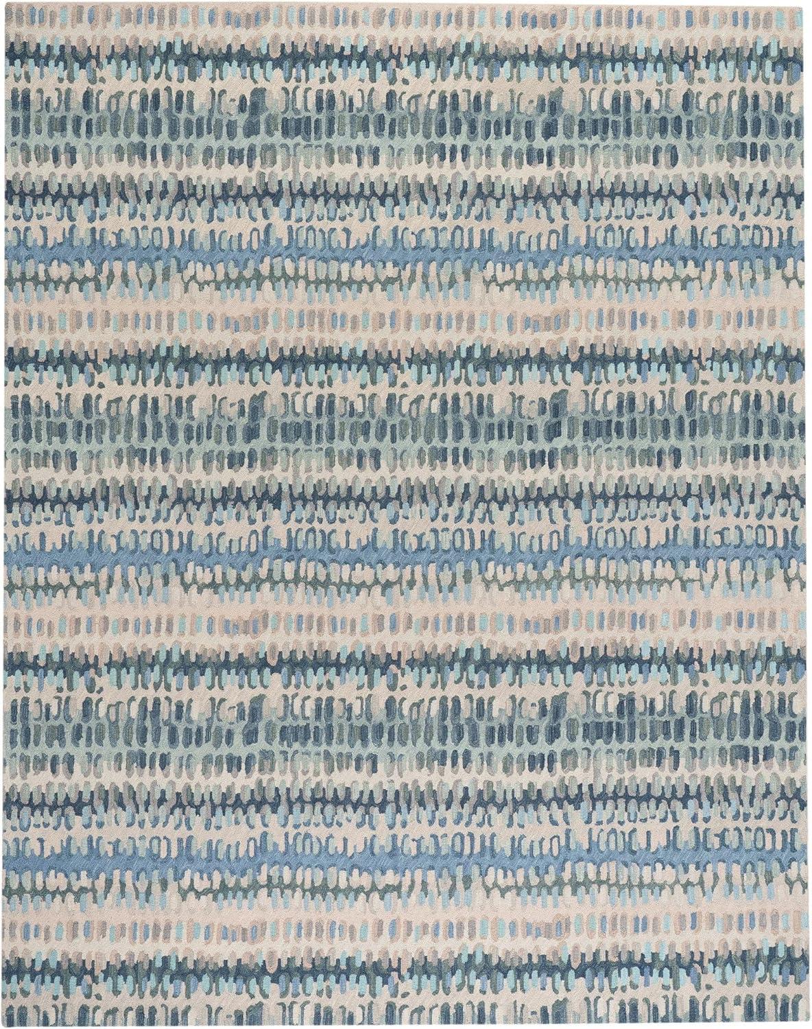 Paint Chip Abstract Hand Wool Indigo/Denim/Beige Area Rug