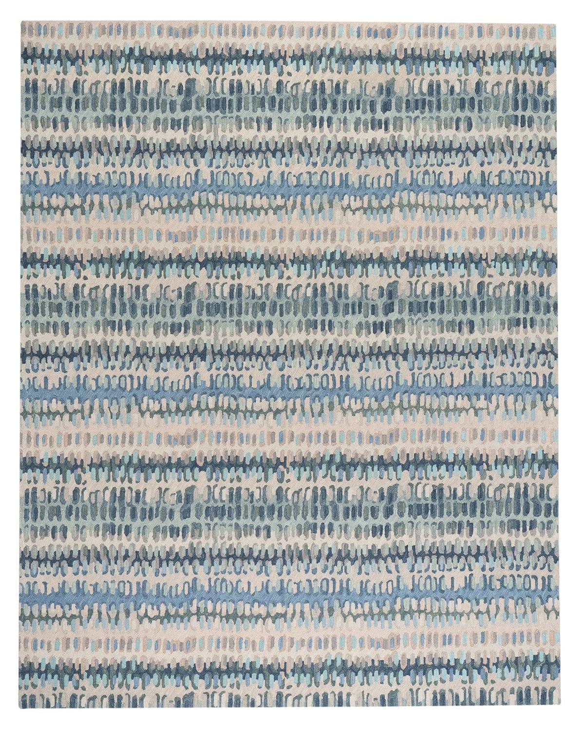 Paint Chip Abstract Hand Wool Indigo/Denim/Beige Area Rug