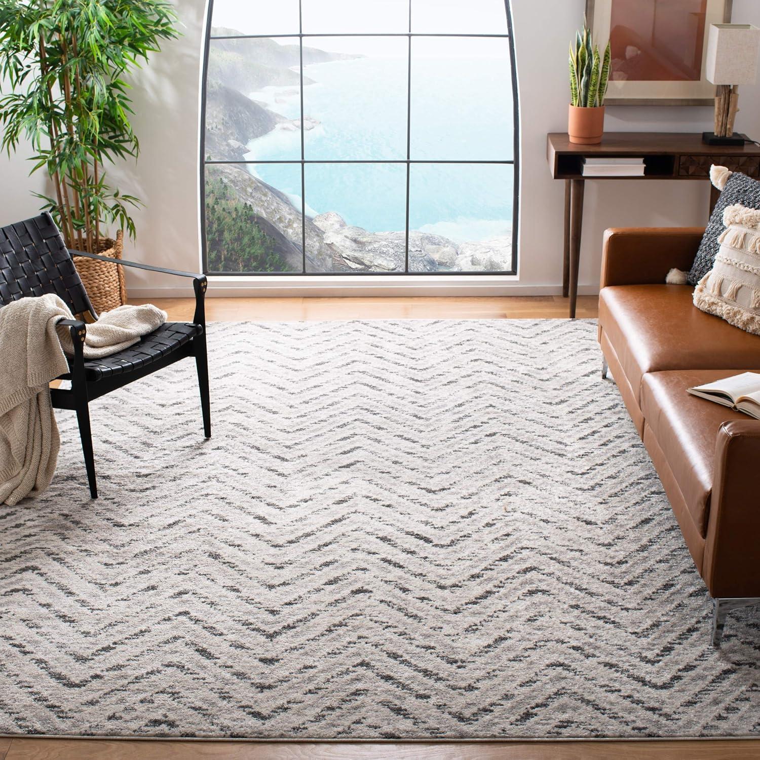 Adirondack ADR104 Power Loomed Area Rug - Ivory/Charcoal - 6'x9' - Safavieh.