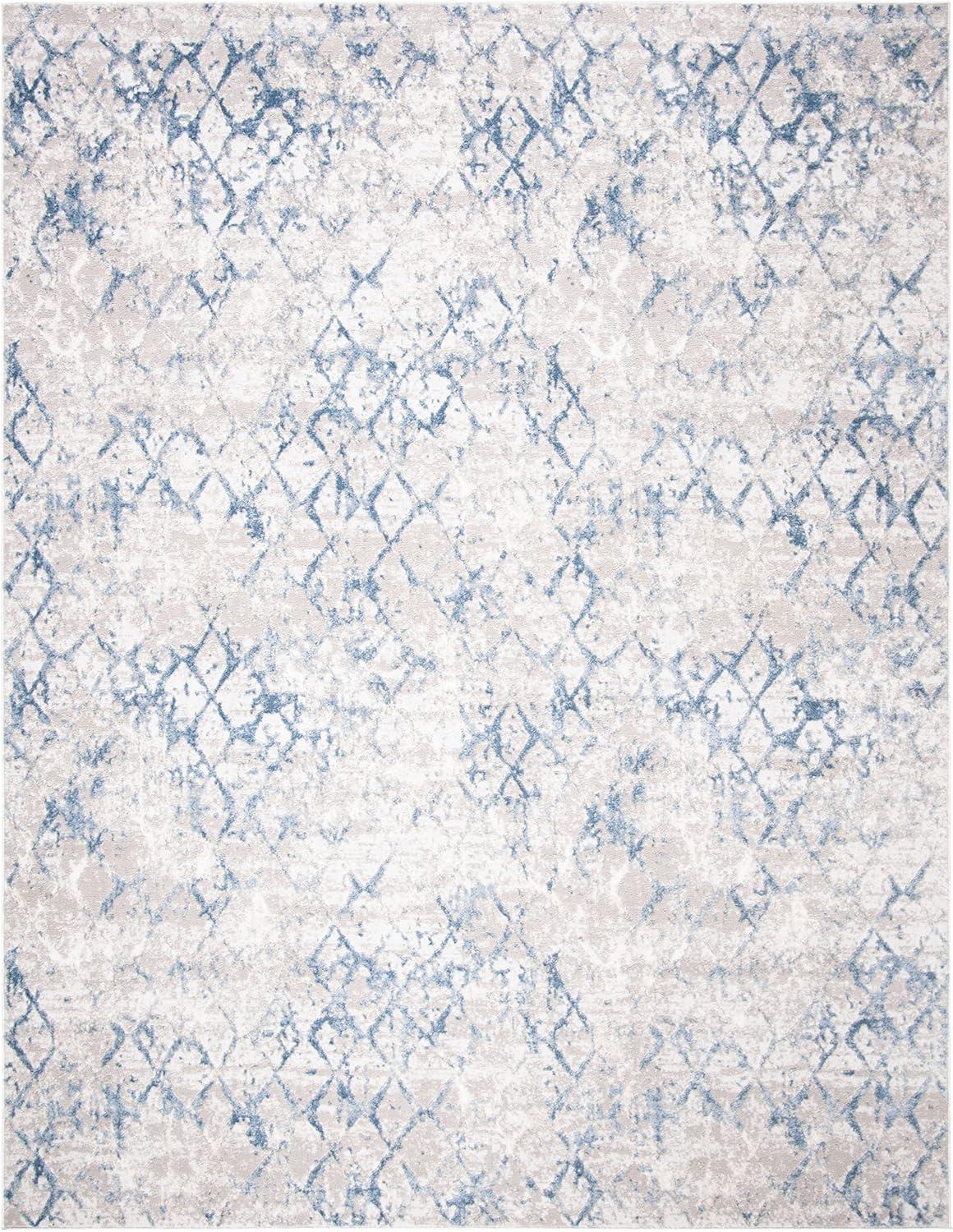 SAFAVIEH Amelia Roslyn Abstract Distressed Area Rug, Light Grey/Blue, 12' x 18'