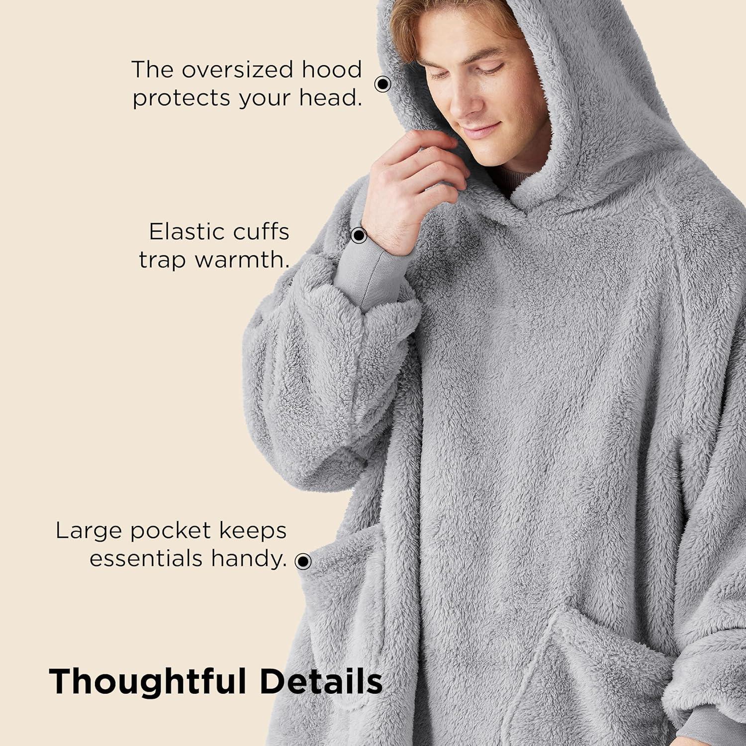 Bedsure Bedsure Wearable Blanket Hoodie Gifts For Women - Cozy Sherpa Hoodie Blanket For Adult Men, Warm Hooded Blanket Sweatshirt