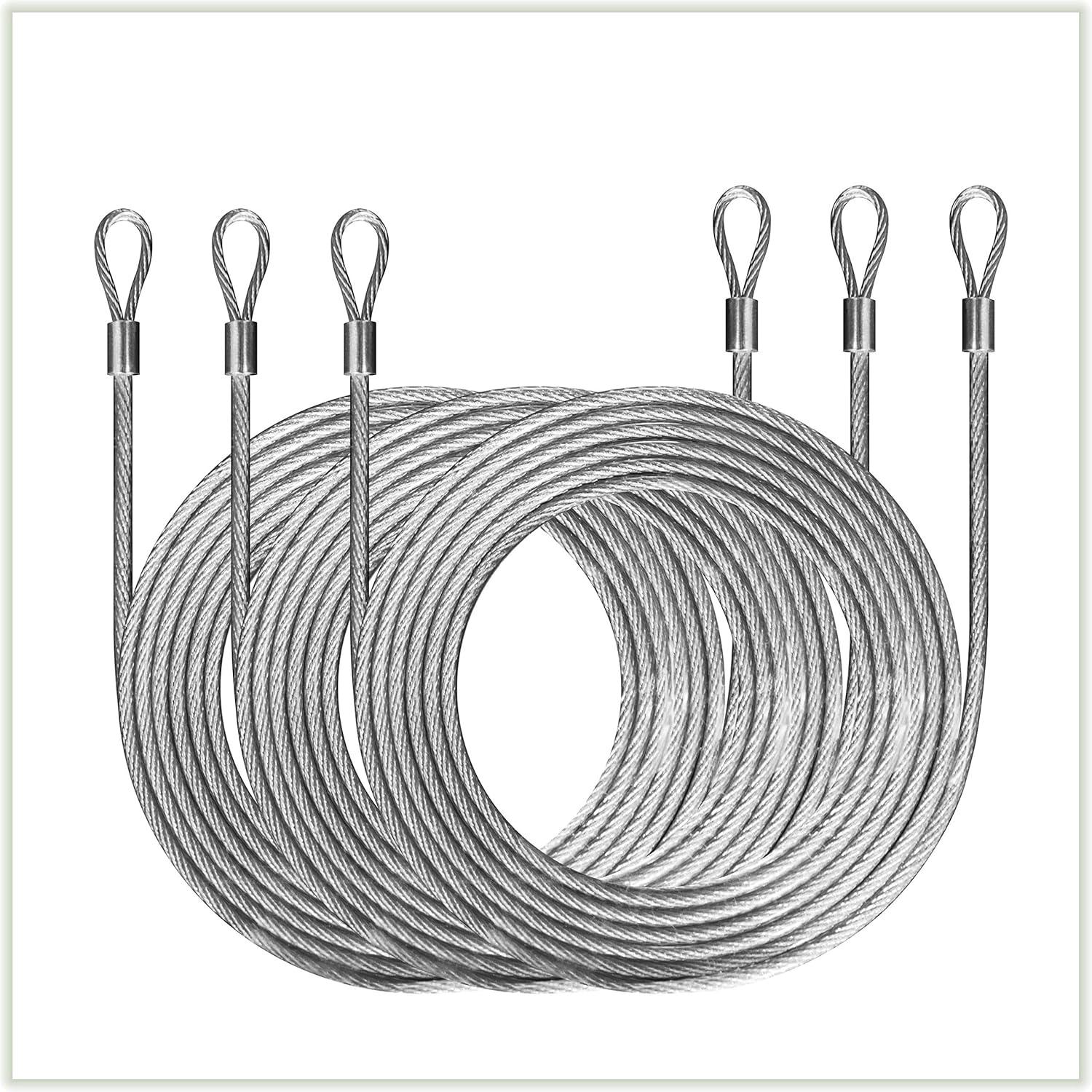 ColourTree 36ft x 12ft Silver Triangle Wire Cable Ropes, for Sun Shade Canopy