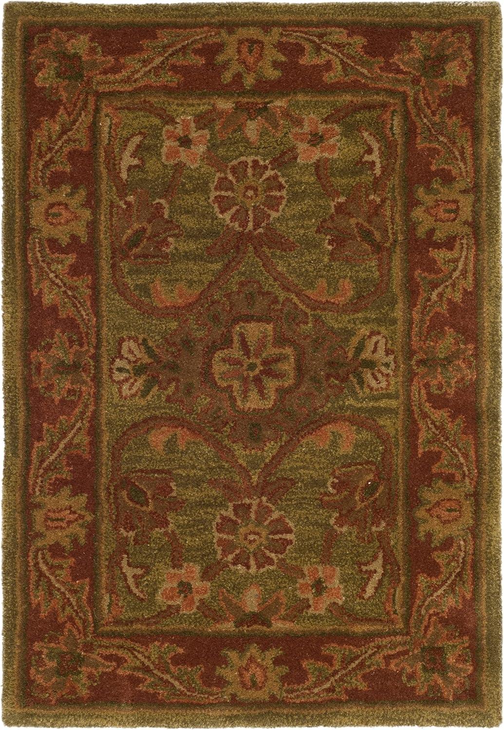 Golden Jaipur Green and Rust Wool Handmade Area Rug