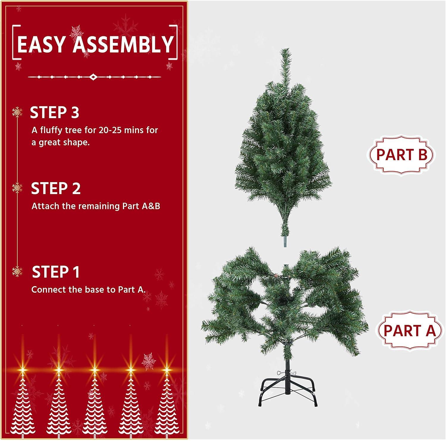 Yaheetech 4.5Ft/6Ft/7.5Ft/9Ft Hinged Spruce Artificial Christmas Tree Holiday Decoration with PVC Tips