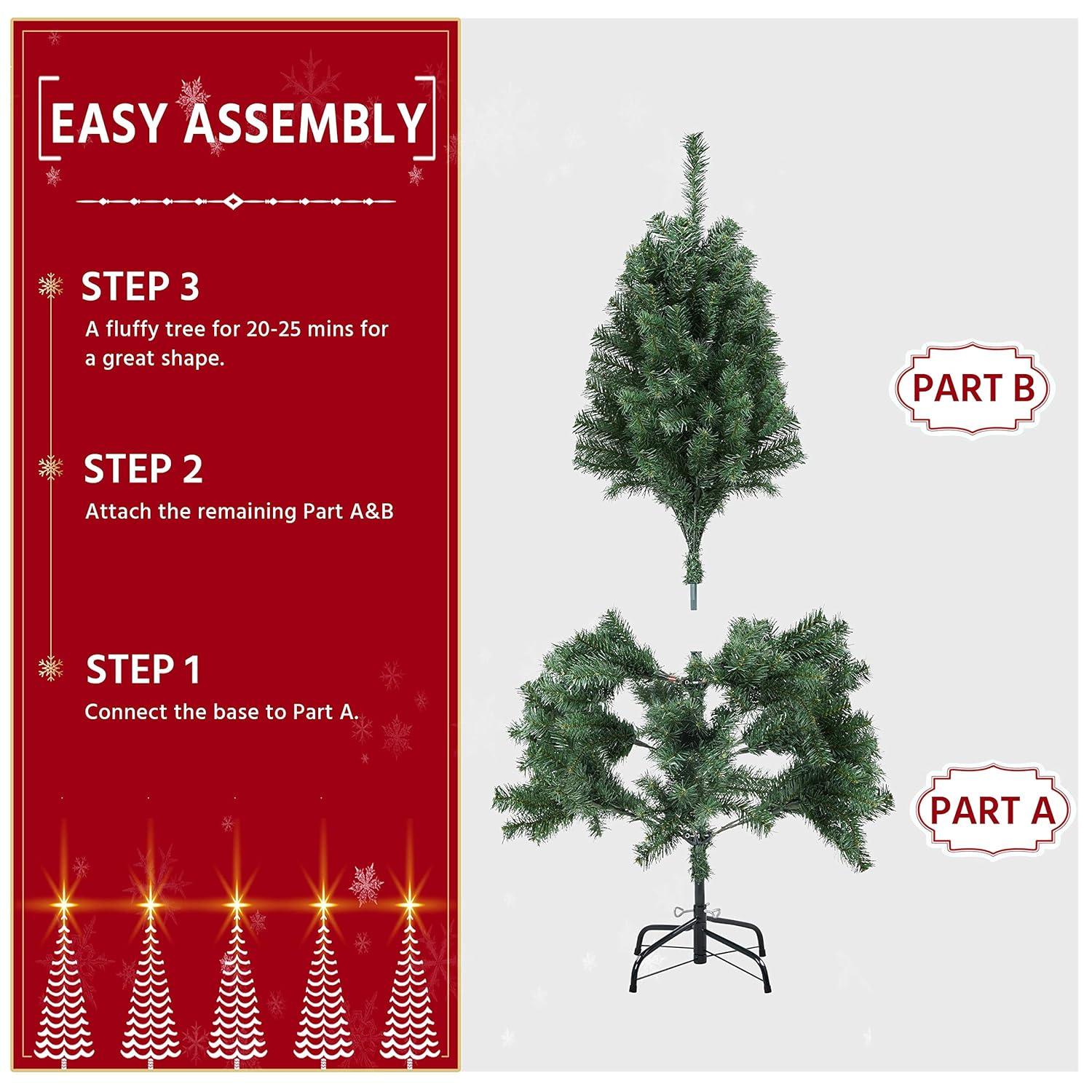 Yaheetech 4.5ft Hinged Spruce Artificial Christmas Tree Holiday Decoration with PVC Tips, Green