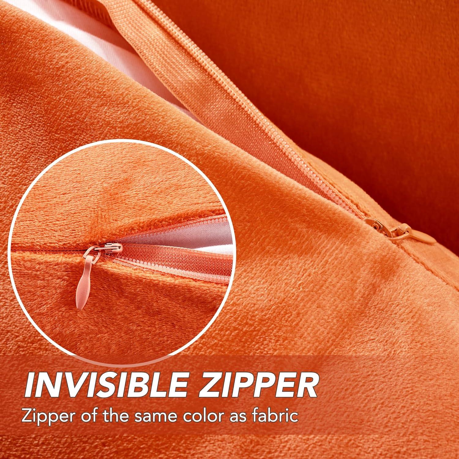 Deconovo Fundas de Almohada Decorativas Fundas de Almohada Fundas de Cojín de Terciopelo Funda de Almohada Naranja, 24"x 24", Naranja, Paquete de 2