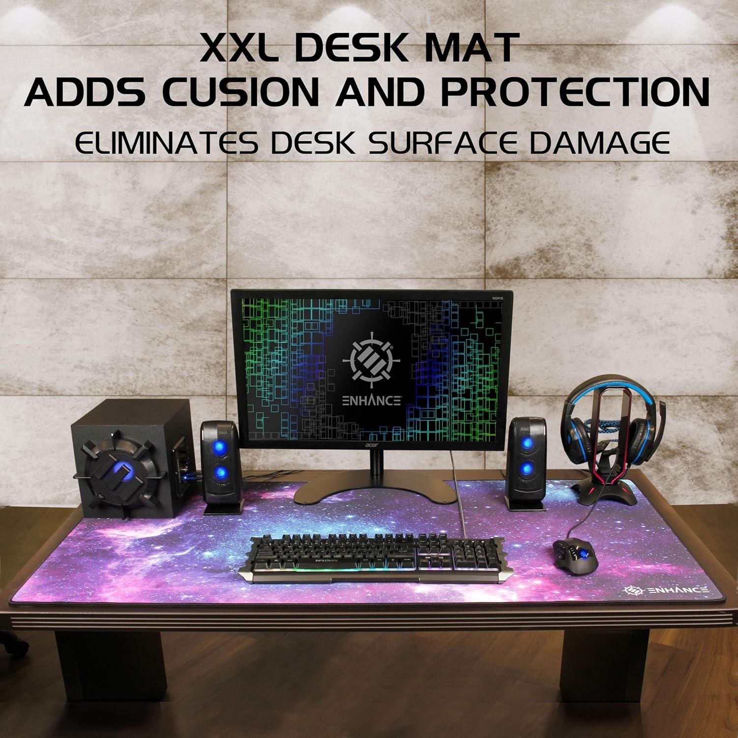 ENHANCE Large XXXL Gaming Desk Mat - Super Giant Mouse Mat with Cushion Padding for Home Office Desk