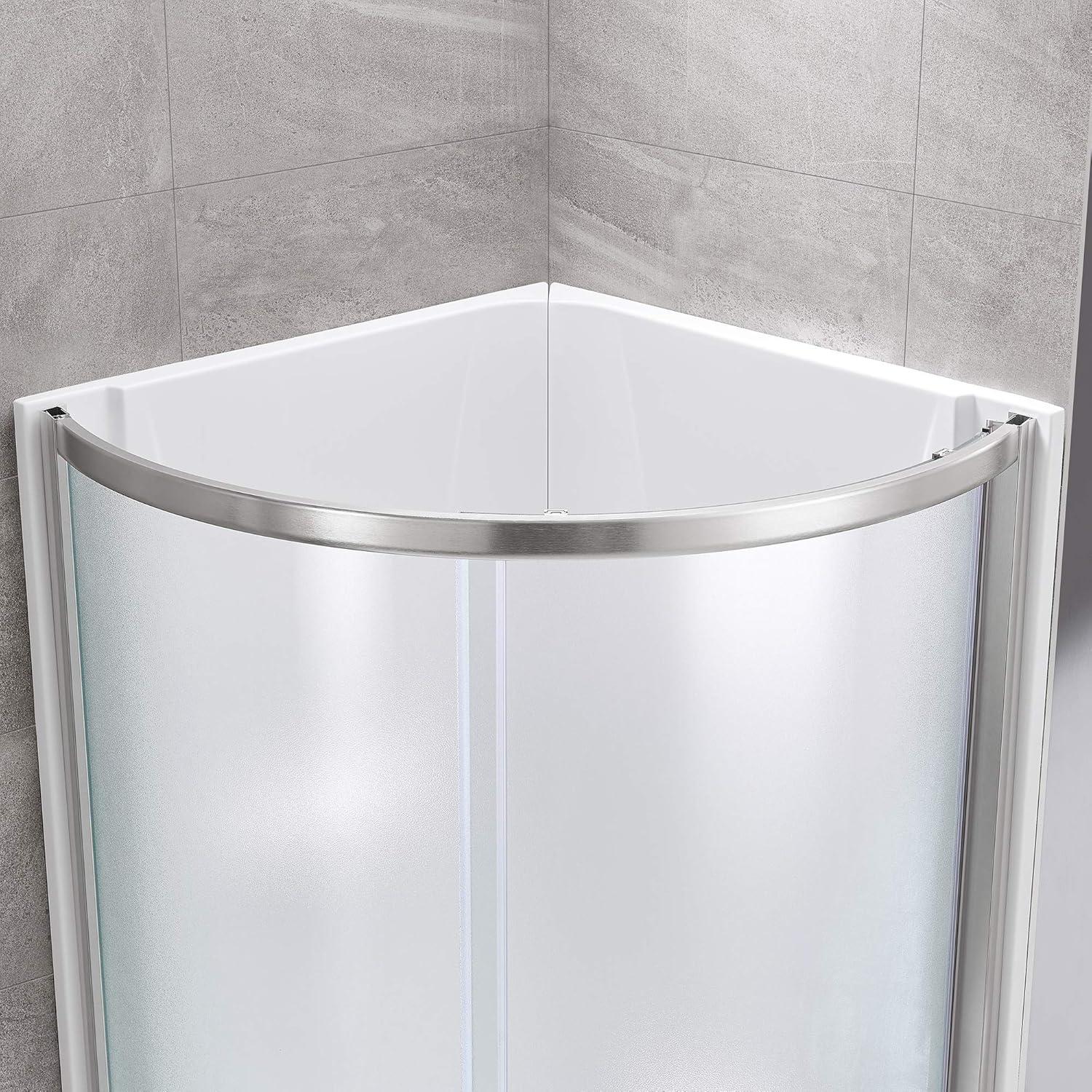 Breeze 32 in. Corner Shower Sliding Door with Walls and Base included, Frosted Glass