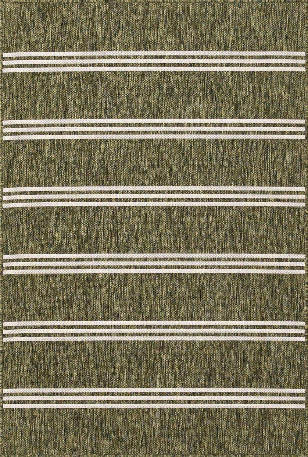 Unique Loom Outdoor Collection Area Rug - Anguilla (4' 1' x 6' 1' Rectangle, Green/ Ivory)