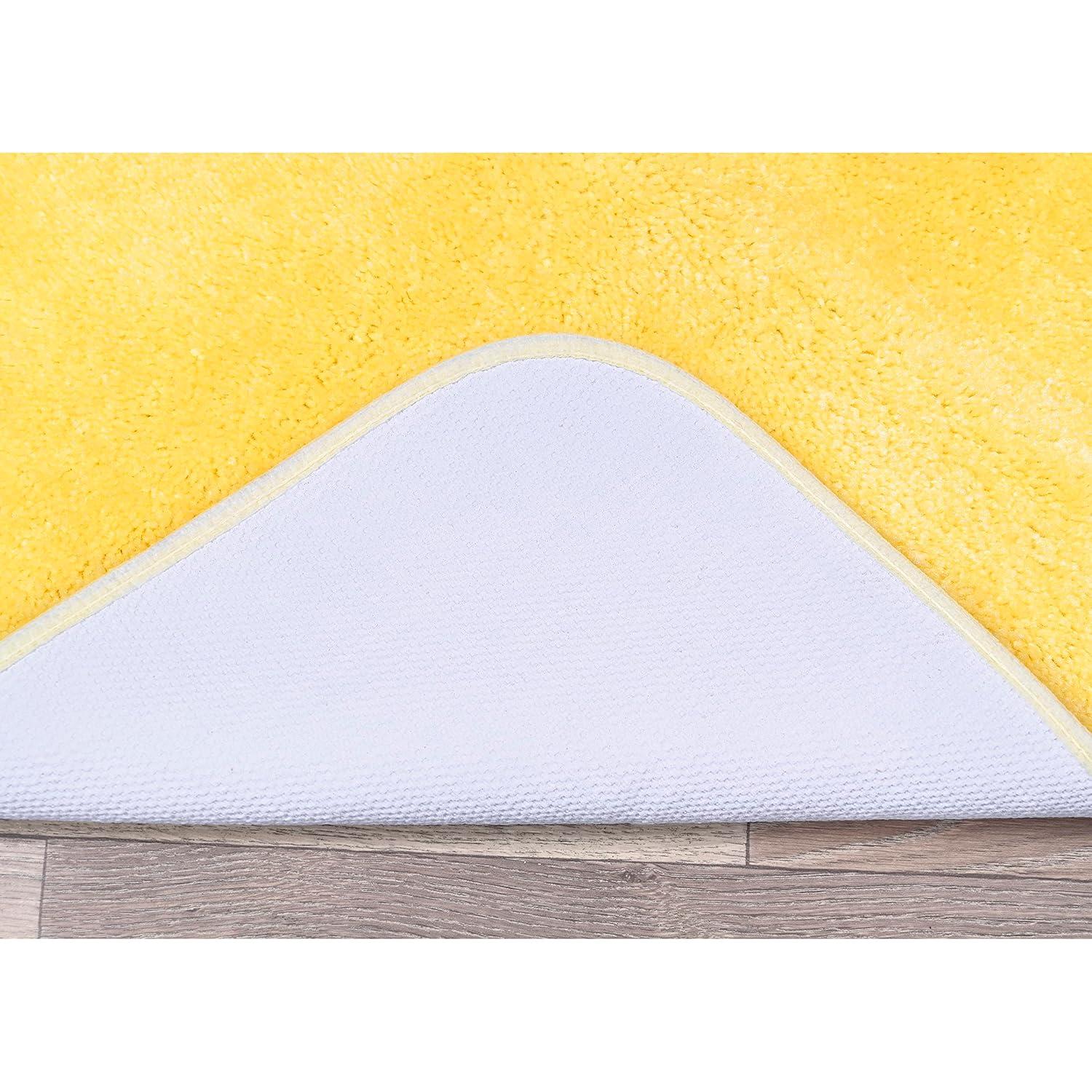 2pc Traditional Nylon Washable Bathroom Rug Set Yellow - Garland Rug