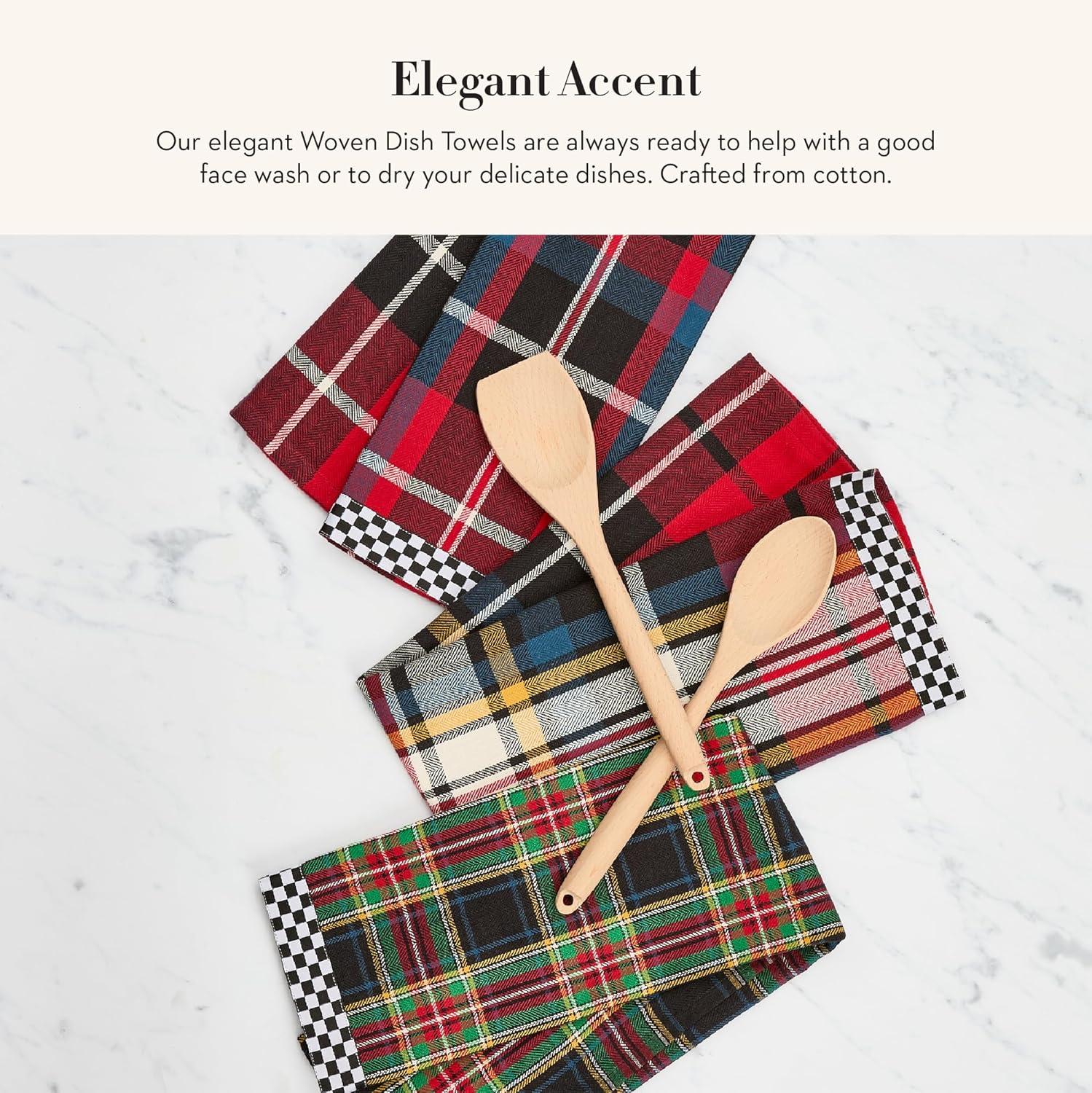 Tartan Check Assorted Woven Dish Towels Set Of 3