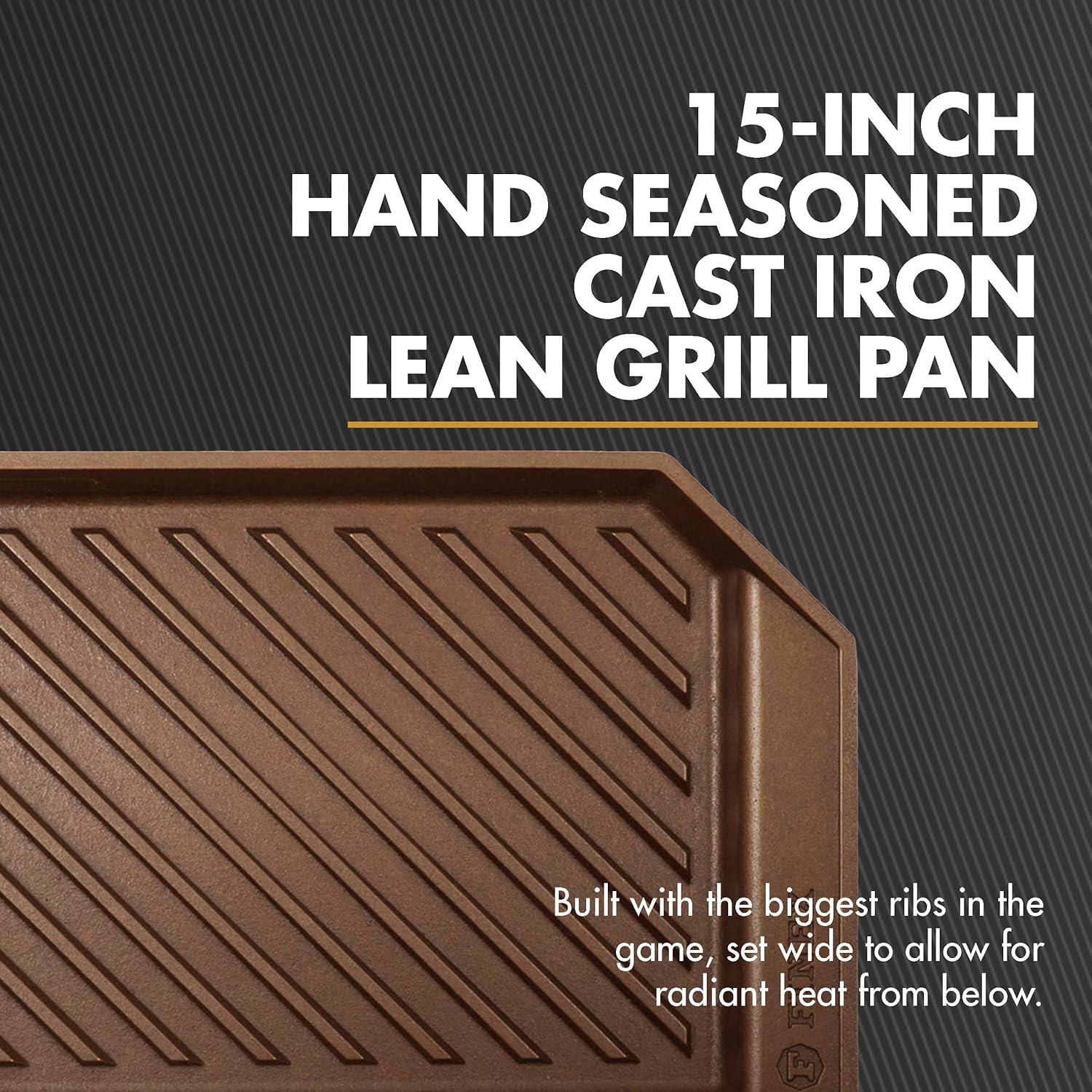 FINEX 15 Inch Cast Iron Lean Grill Pan