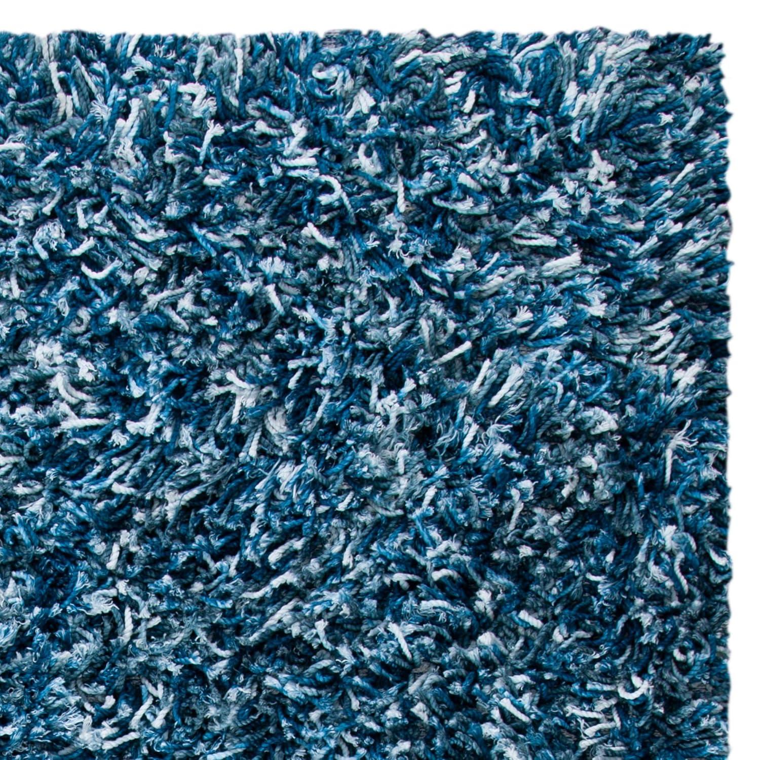 Rio Shag SG960 Hand Loomed Indoor Area Rug - Navy/Ivory - 6'x9' - Safavieh