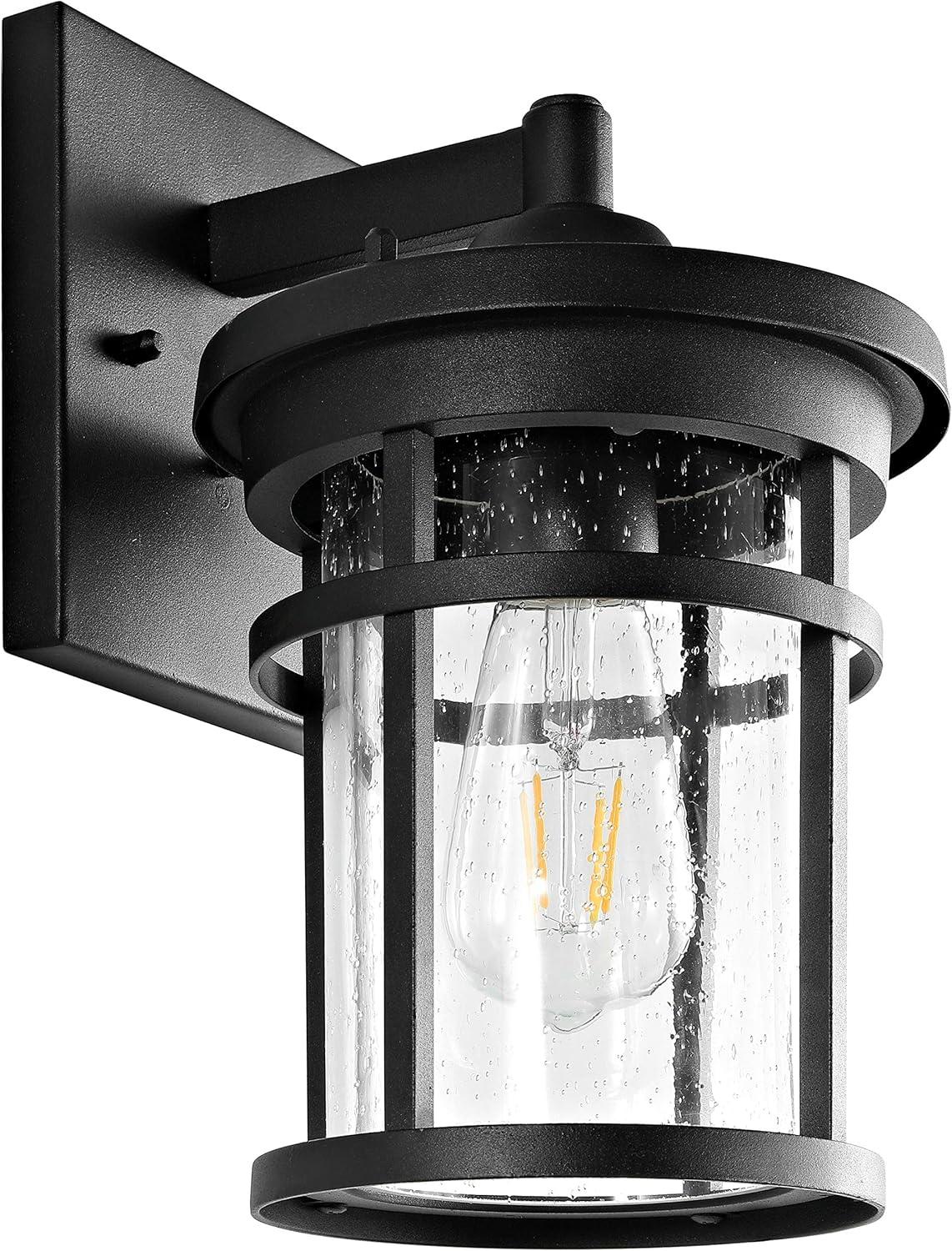 SAFAVIEH Senta LED Black Aluminium Outdoor Wall Sconce with Clear Glass Shade