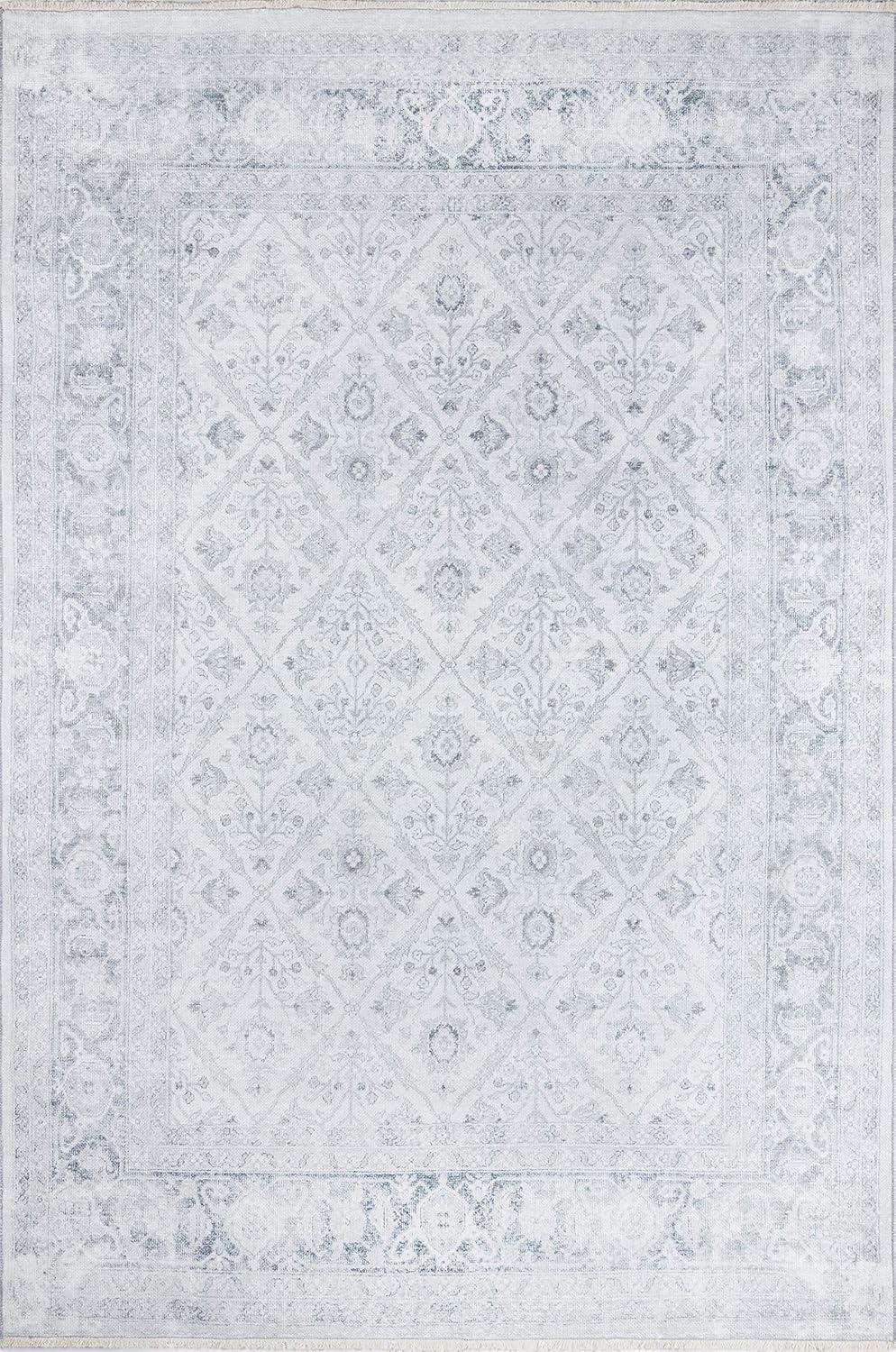 Chandler Hand-Knotted Look Gray Synthetic 5'6" x 8'6" Area Rug
