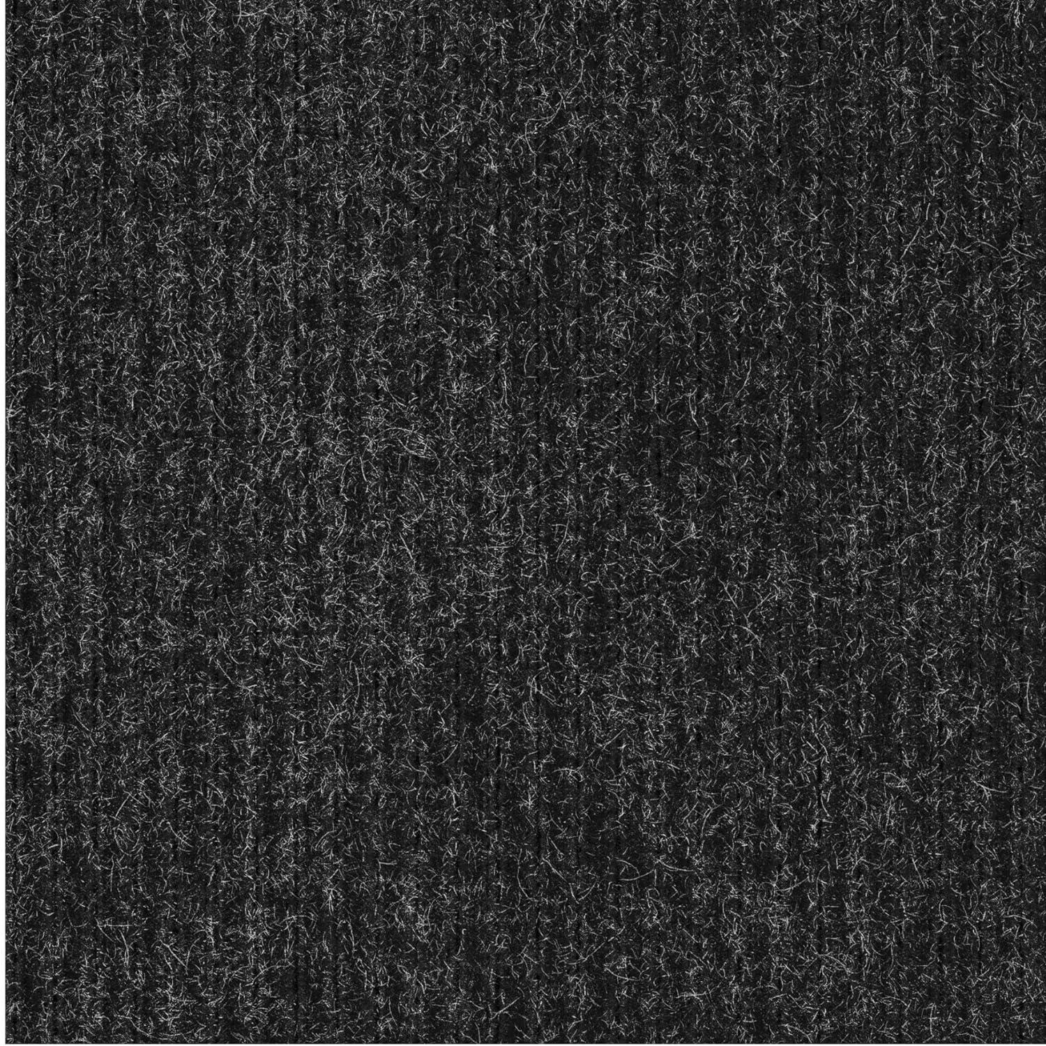 Sweet Home Stores Custom Size Waterproof Non-Slip Rubberback 3x25 Indoor/Outdoor Utility Runner Rug, 2'7" x 25', Black