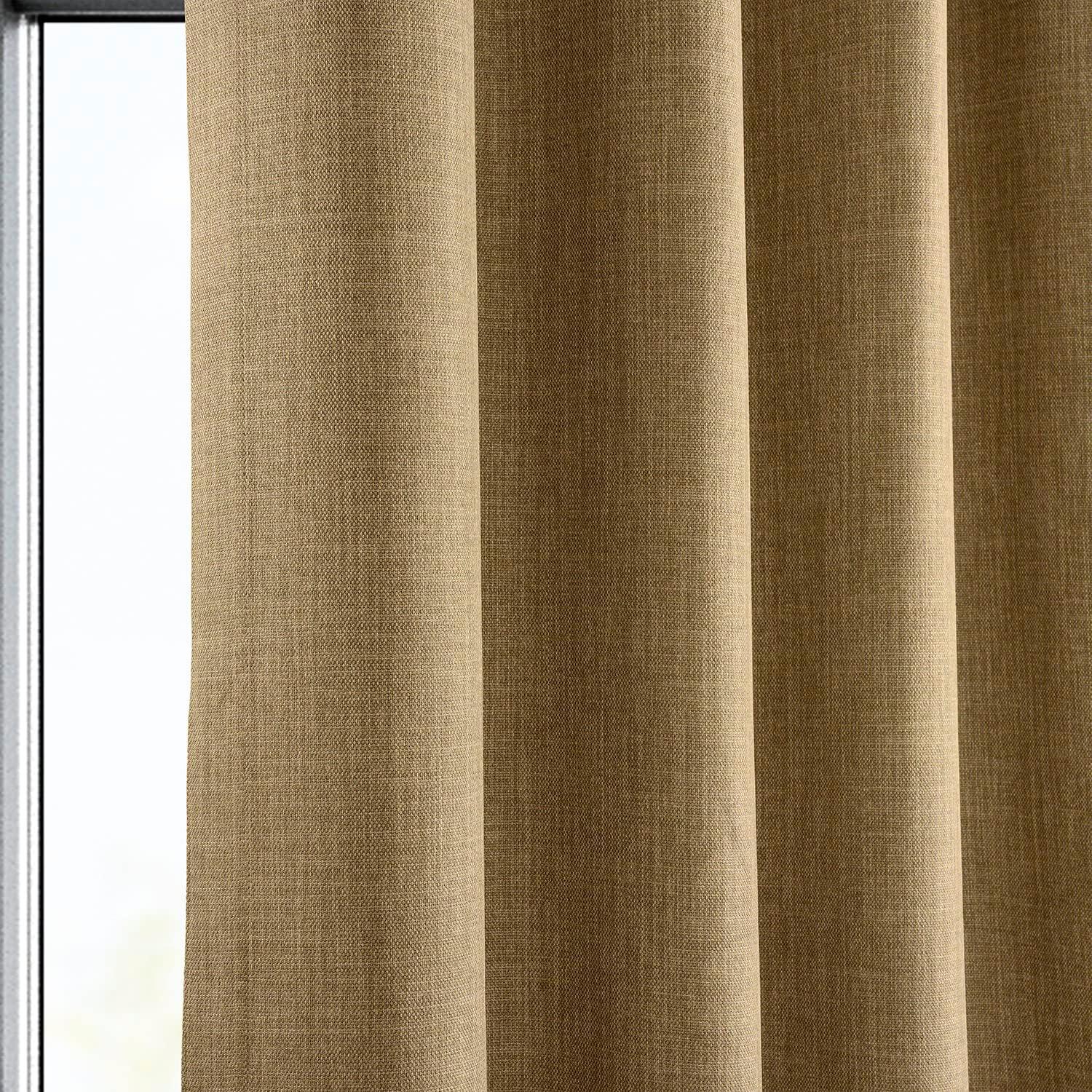 Butterscotch Faux Linen Room Darkening Grommet Curtain Panel