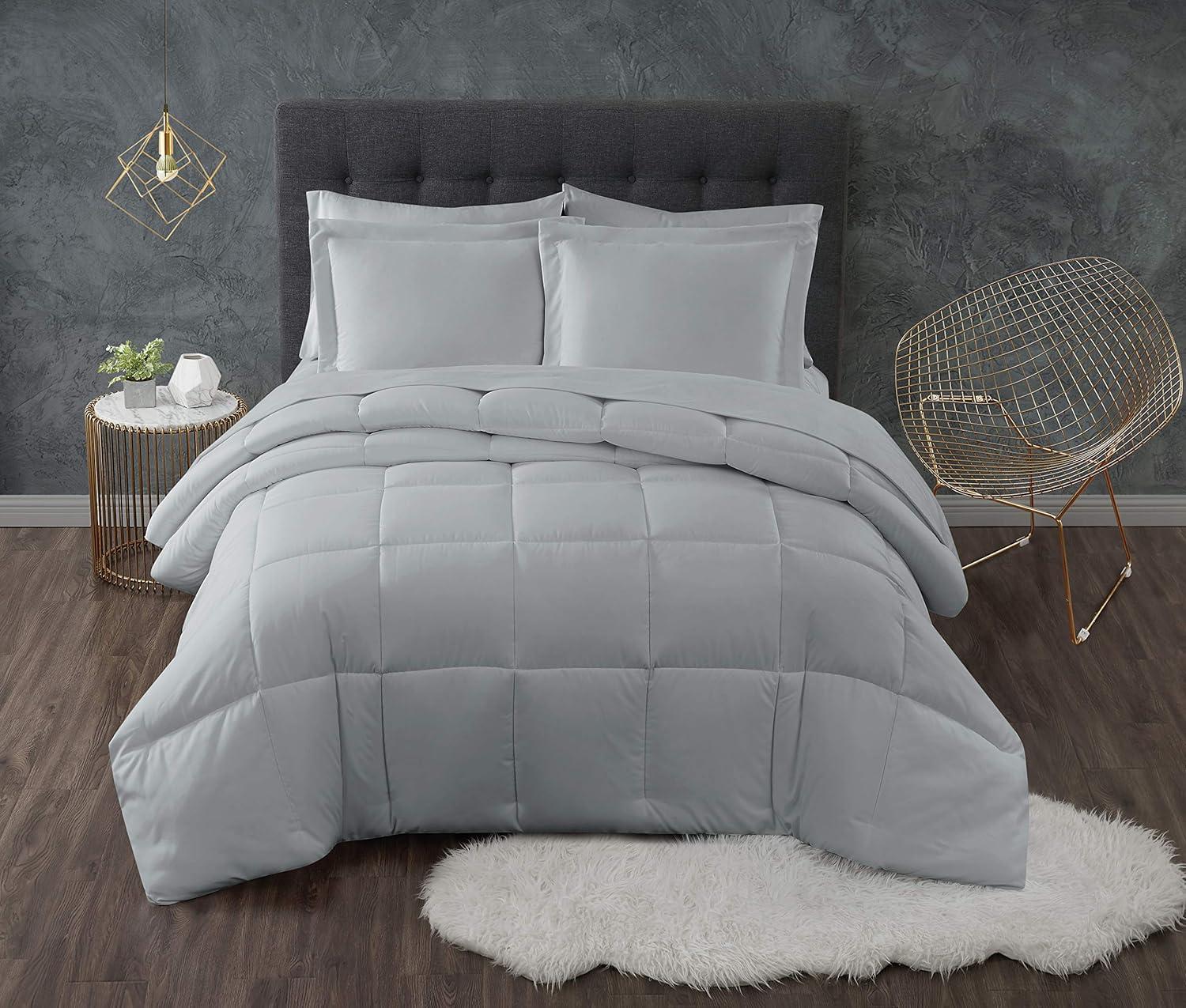 Twin Gray Down Alternative Microfiber Comforter Set