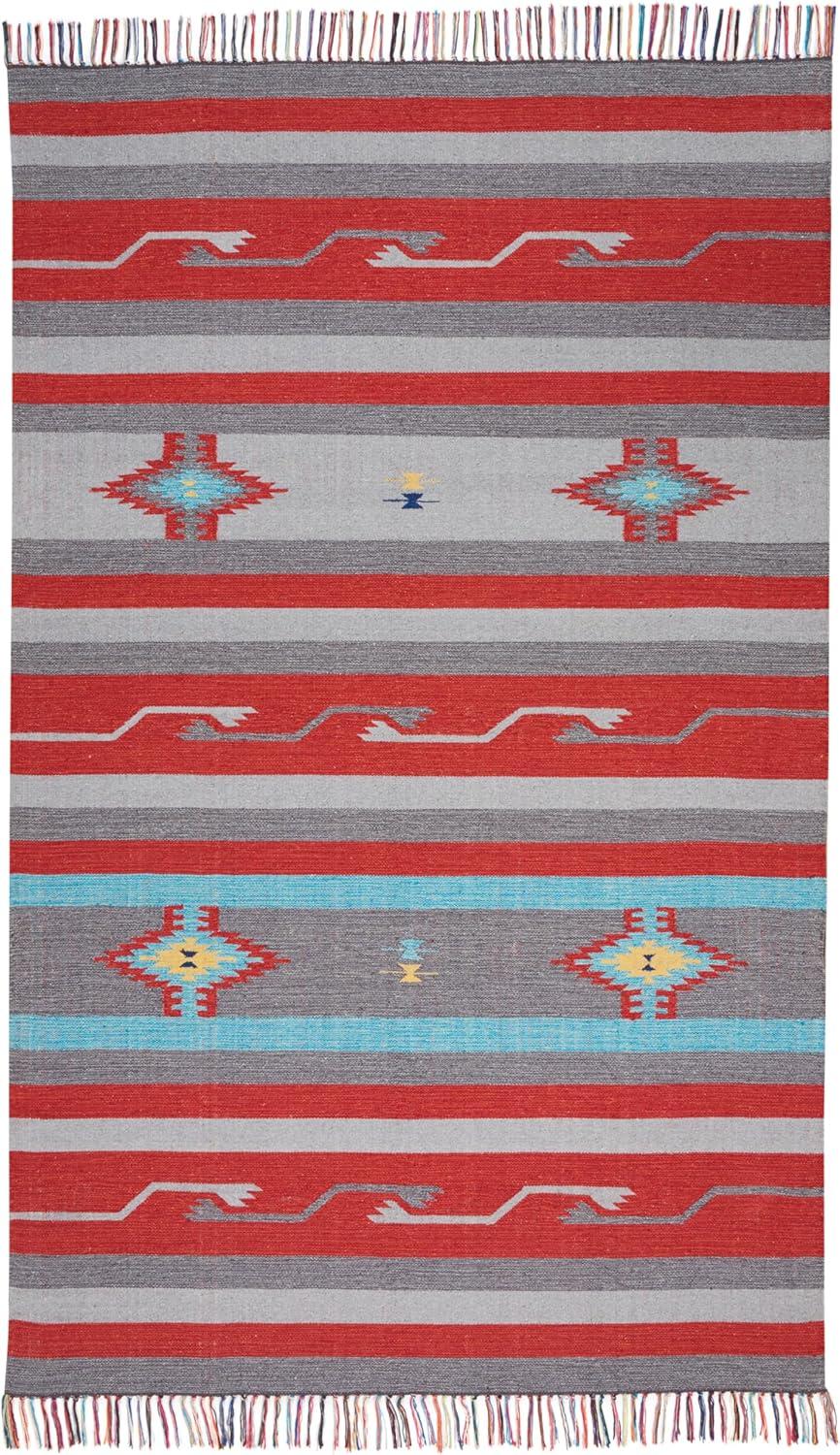 Nourison Baja Tribal Grey/Red 3'6" x 5'6" Area Rug, (4x6)