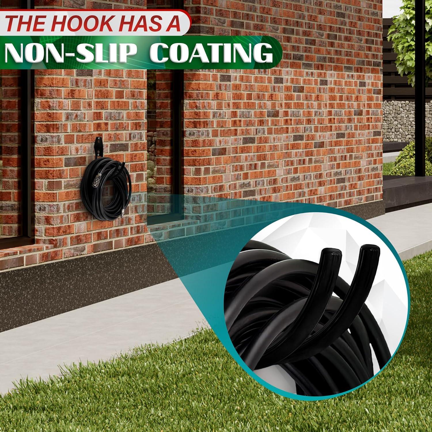 Heavy Duty Black Metal Wall Mounted Garden Hose Holder