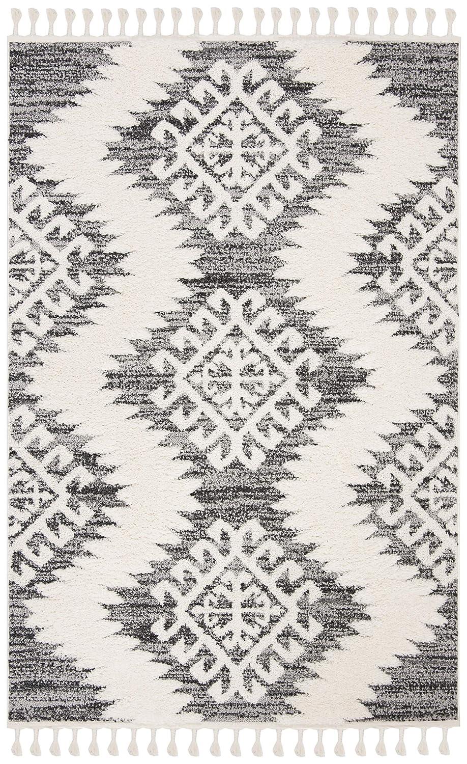 Moroccan Tassel Shag MTS652 Power Loomed Indoor Area Rug - Ivory/Grey - 5'3"x7'6" - Safavieh