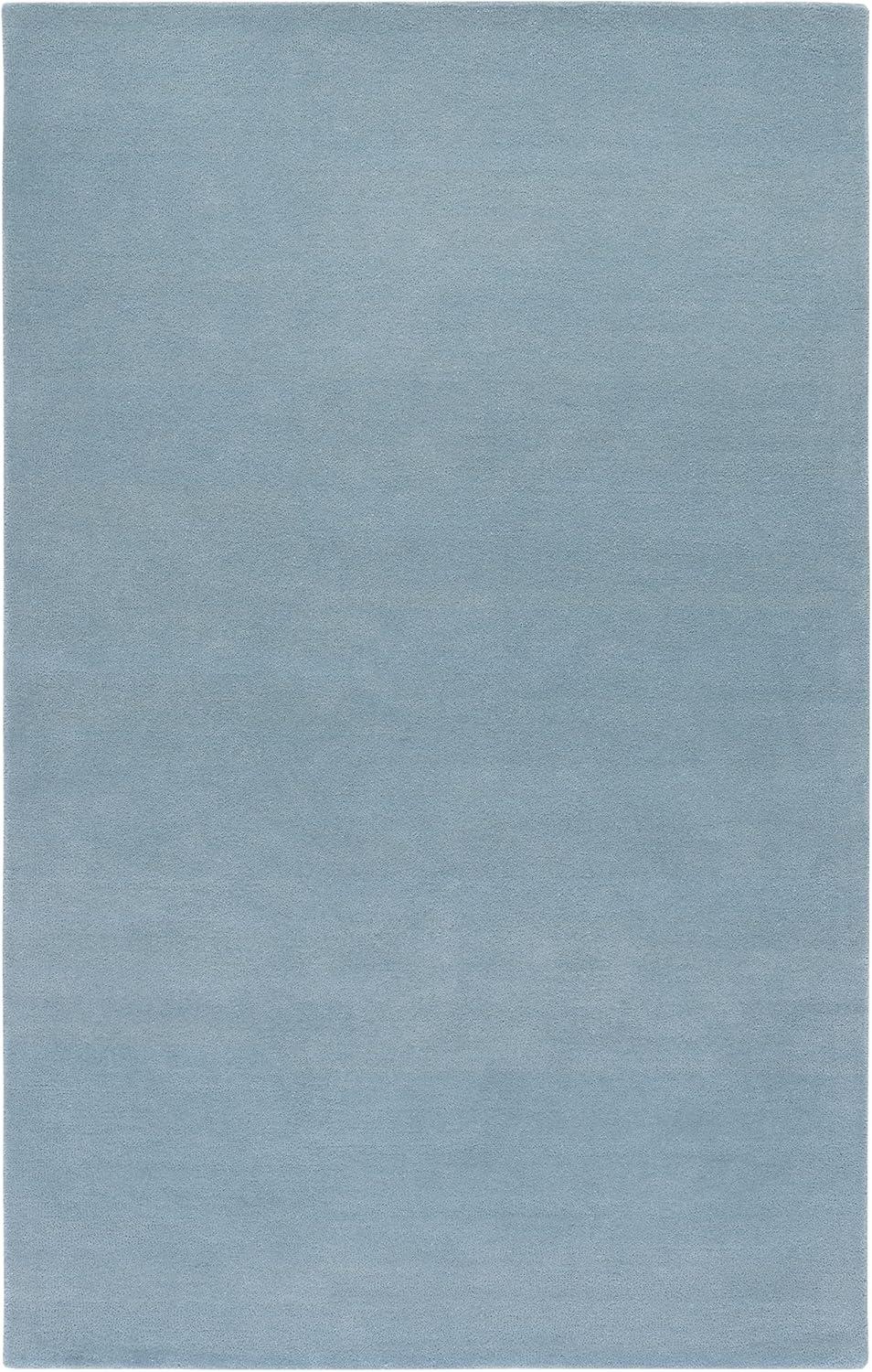 Art Deco Inspired Blue Tufted Wool Rectangular Rug - 5' x 8'