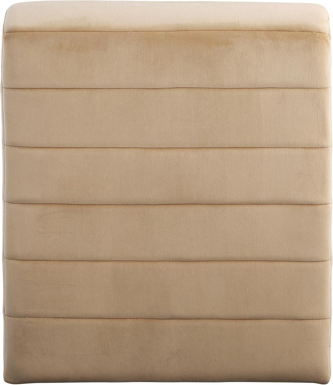 Meridian Furniture 403Camel Ivy Collection Modern | Contemporary Velvet Upholstered Accent Chair with Rich Camel Velvet, Channel Tufted Design, Curved Shape, 26.4" W x 37.4" D x 31.1" H, Camel
