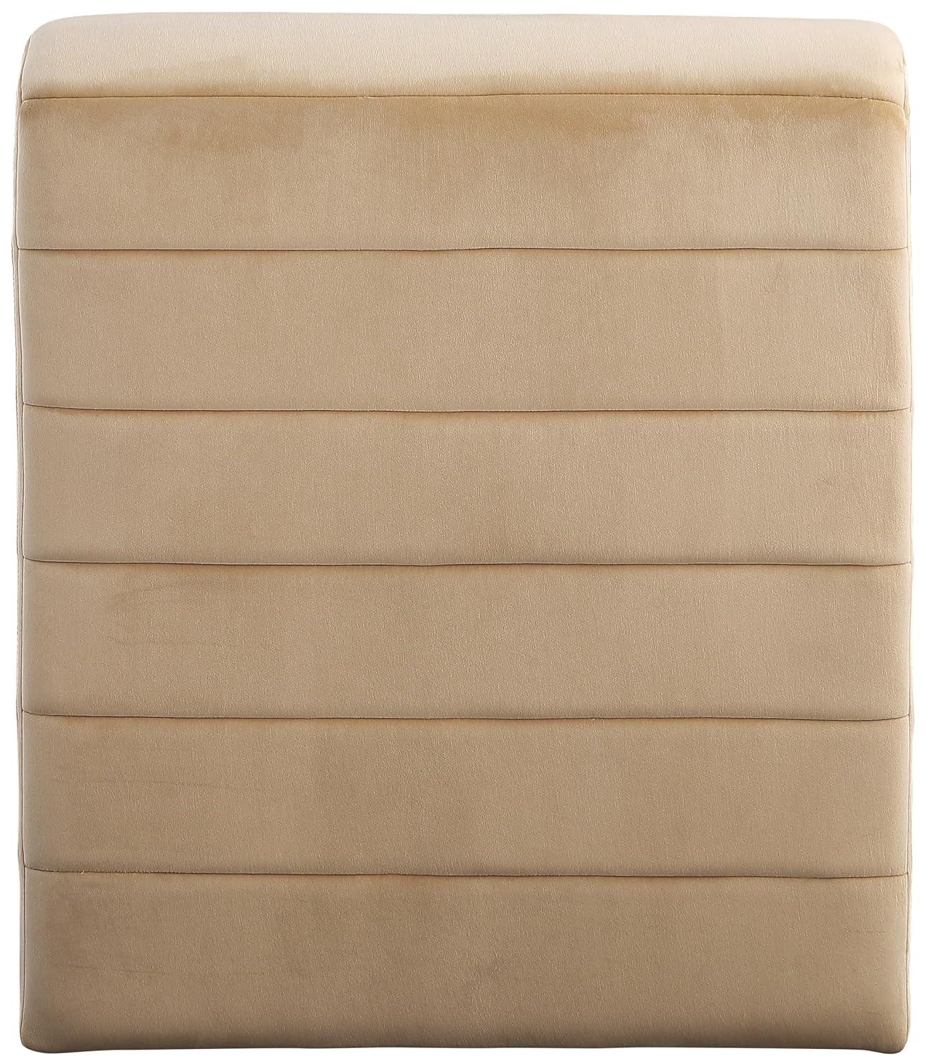 Meridian Furniture 403Camel Ivy Collection Modern | Contemporary Velvet Upholstered Accent Chair with Rich Camel Velvet, Channel Tufted Design, Curved Shape, 26.4" W x 37.4" D x 31.1" H, Camel