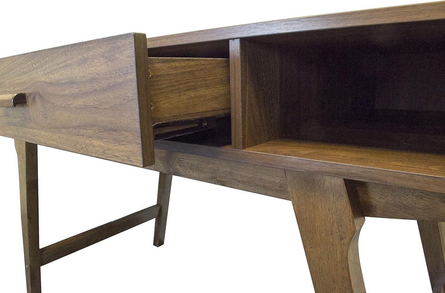 Mid Century Danish Walnut Wood Desk with Drawer