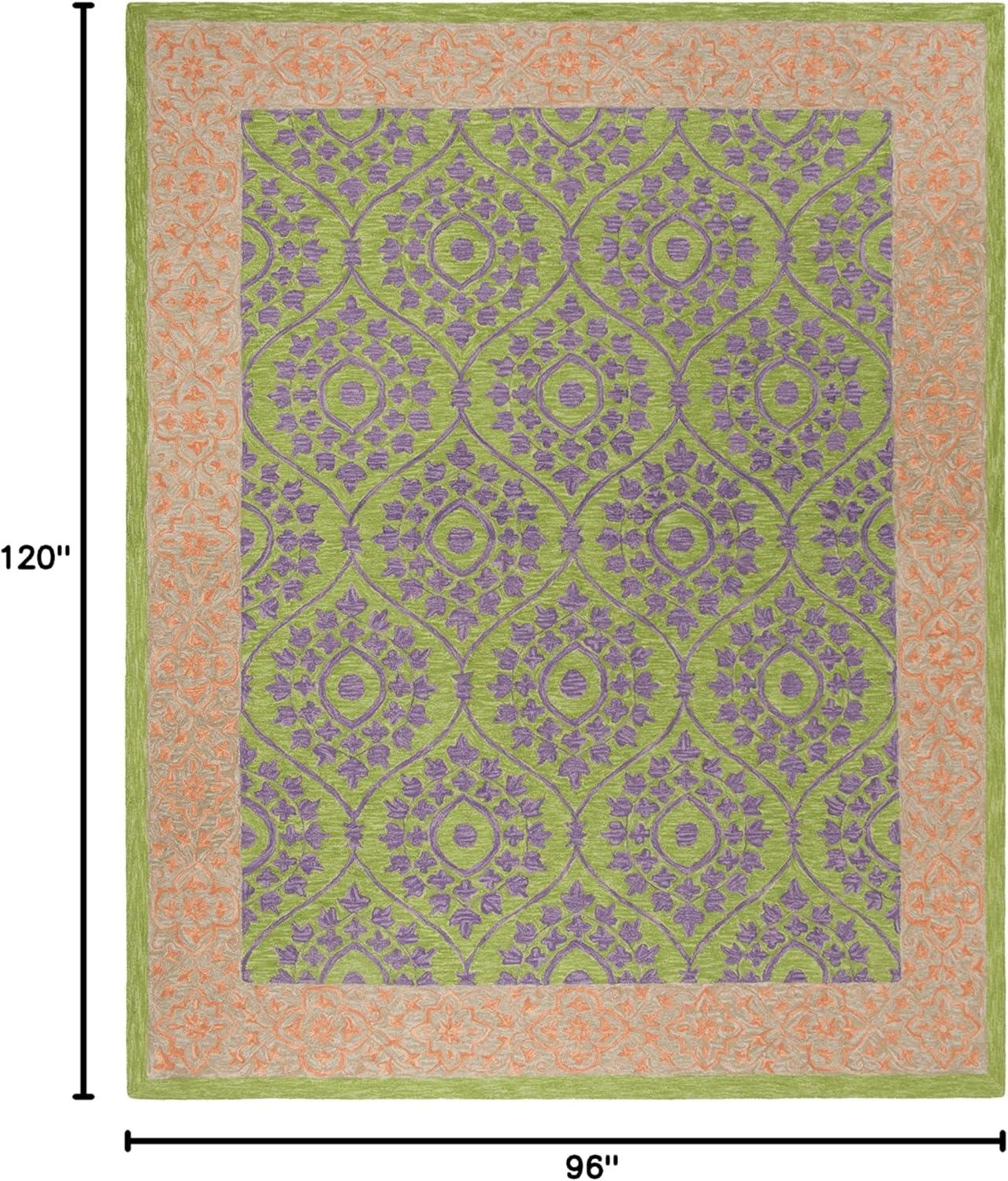 Suzani SZN102 Hand Hooked Indoor Area Rug - Green/Violet - 8'x10' - Safavieh.