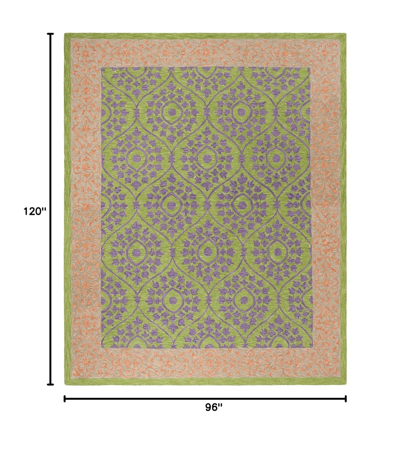 Suzani SZN102 Hand Hooked Indoor Area Rug - Green/Violet - 8'x10' - Safavieh.