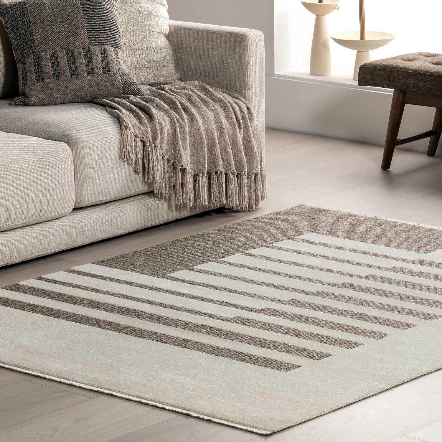 Nuloom Sofya Abstract Striped Reversible Machine Washable Indoor Area Rug