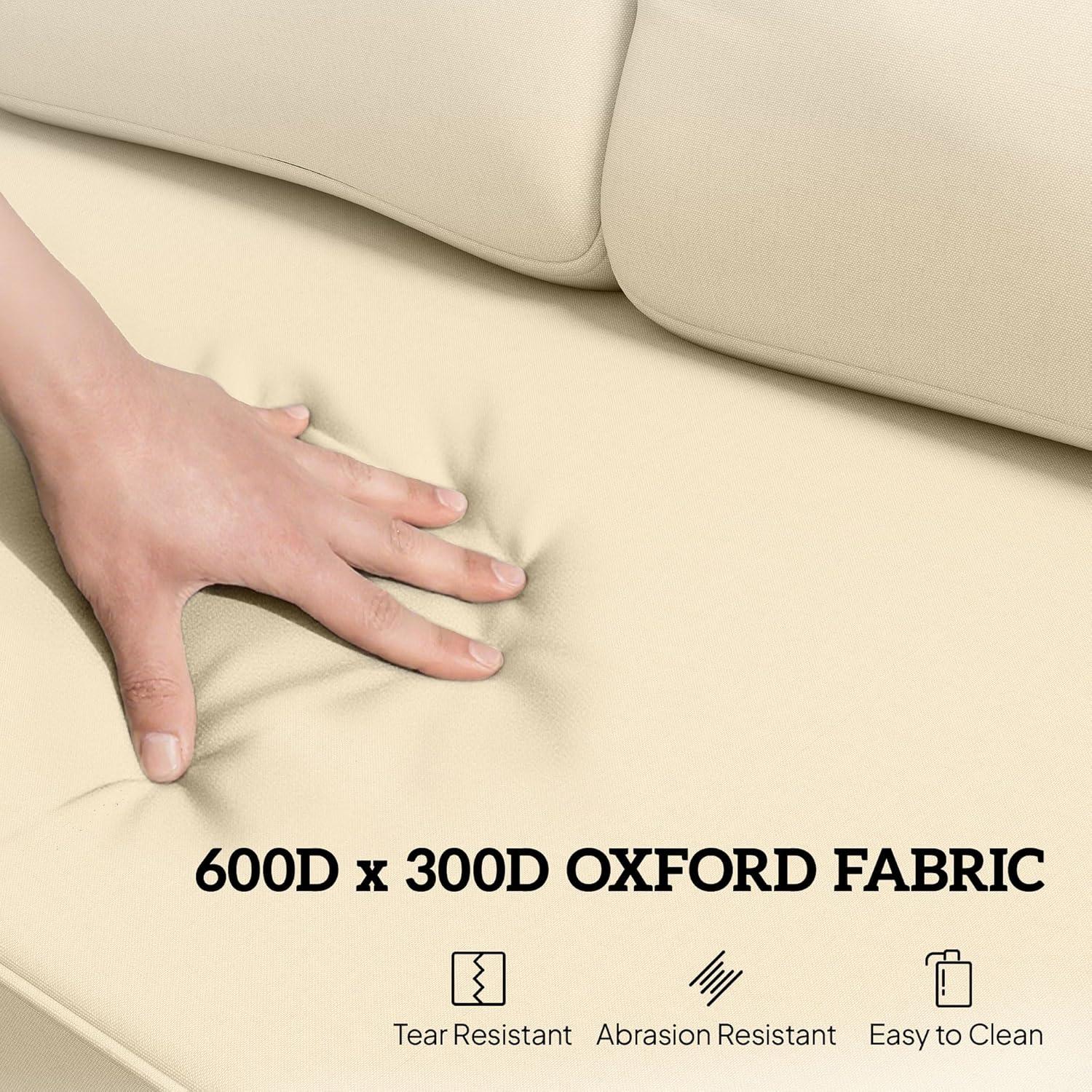 Outsunny Patio Glider Bench with Padded Cushions and Armrests, Outdoor 2-Person Swing Rocking Chair Loveseat with Sturdy Frame, Beige