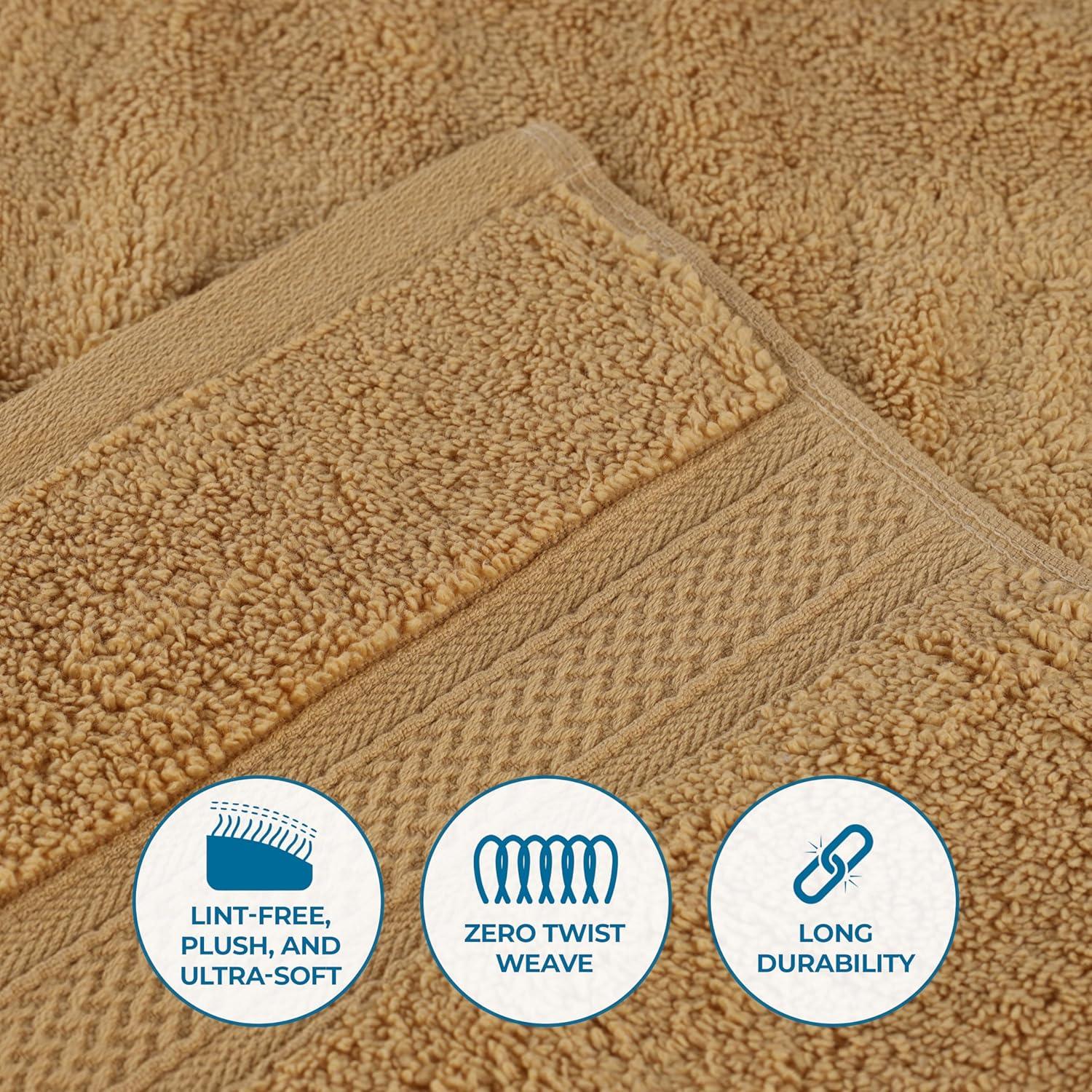 Superior Chevron Zero Twist Cotton 8-Piece Towel Set, Gold