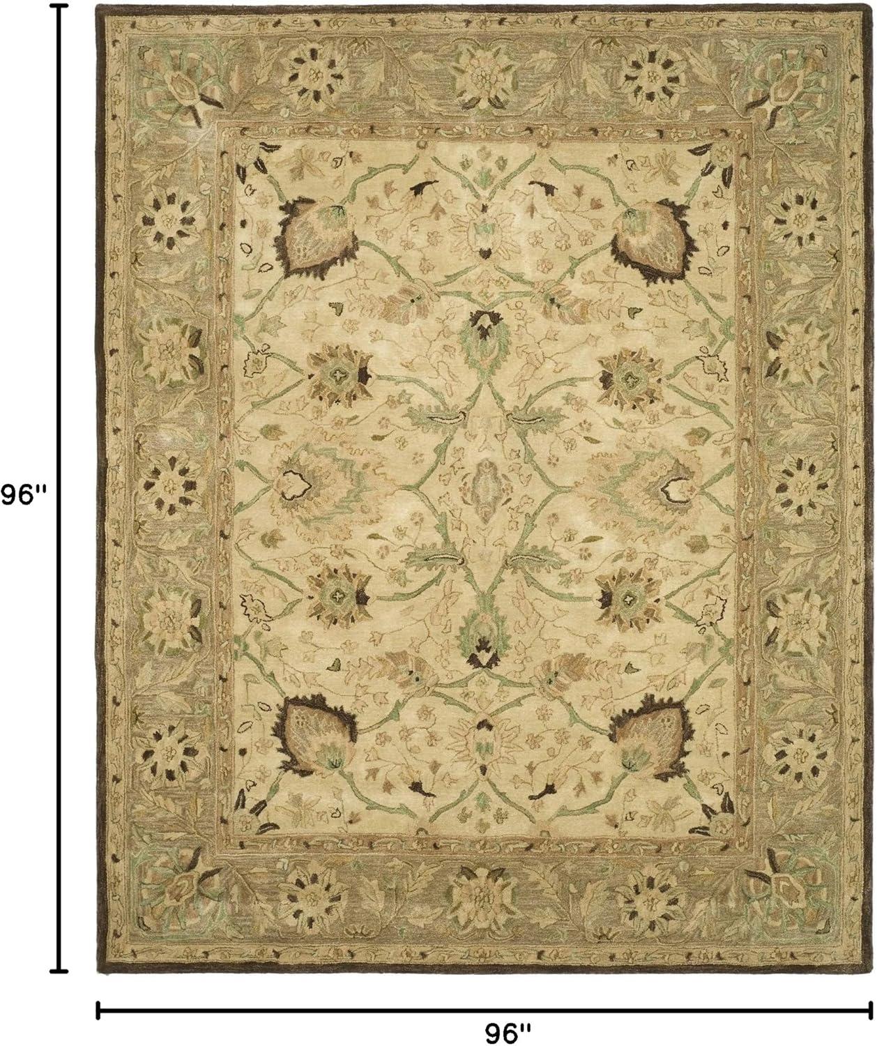 SAFAVIEH Anatolia Venice Traditional Wool Area Rug, Ivory/Brown, 8' x 8' Round