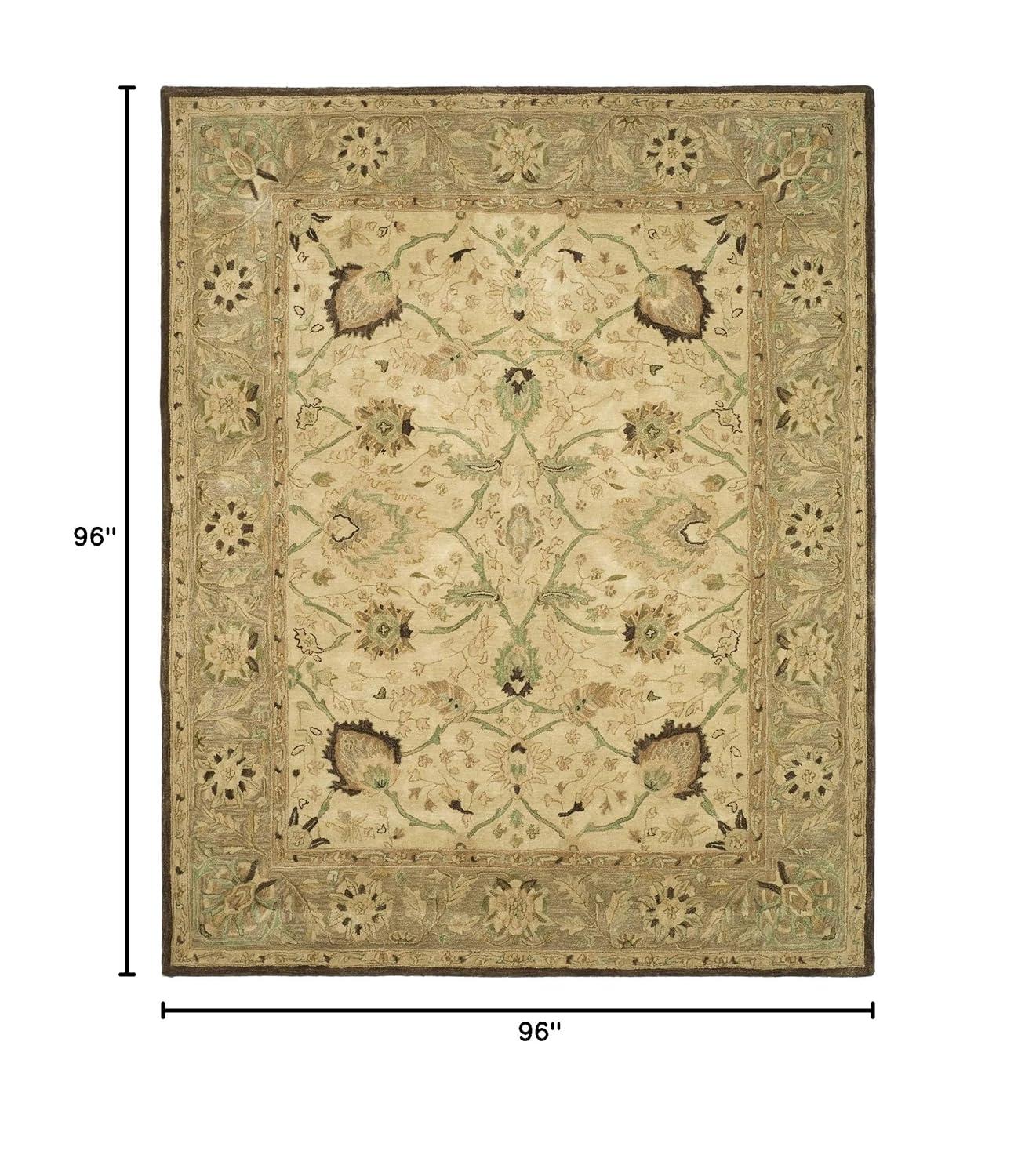 SAFAVIEH Anatolia Venice Traditional Wool Area Rug, Ivory/Brown, 8' x 8' Round