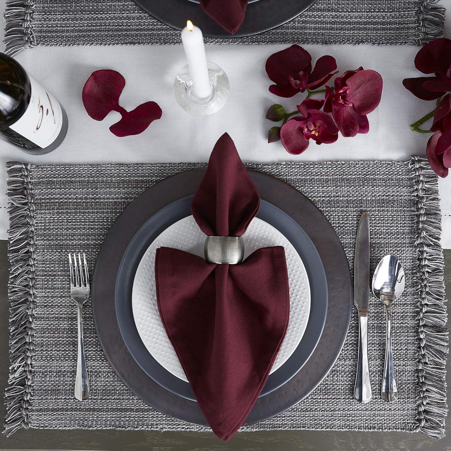 Gray Fringe Variegated Placemats (Set Of 6) - Design Imports