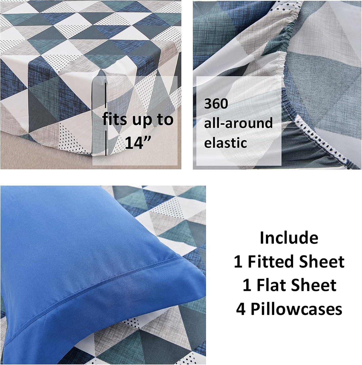 American Home Collection Ultra Soft Geometric Bed Sheet Set Twin Full Queen King