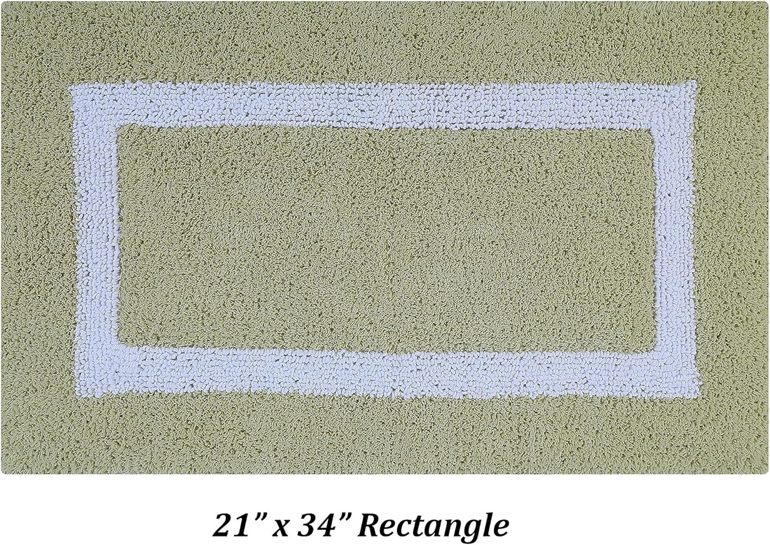 Better Trends Hotel Multi 100% Cotton Tufted Two Tone Reversible Bath Rug Set 2 PC (17" x 24" | 21" x 34") - Sage/White