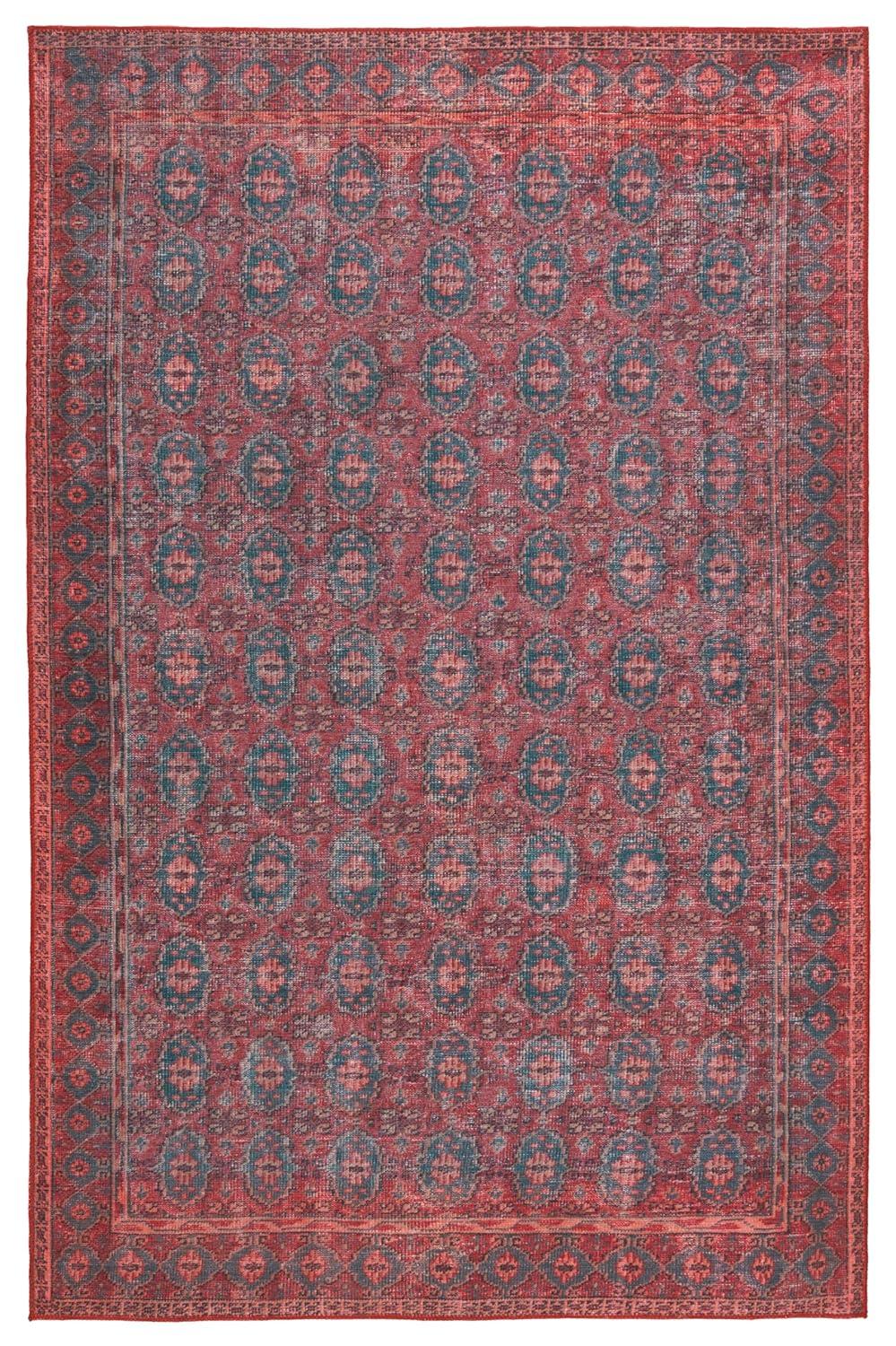 Kate Lester + Jaipur Living Machine Washable Kalinar Power Loom Performance Dark Red/Blue Rug