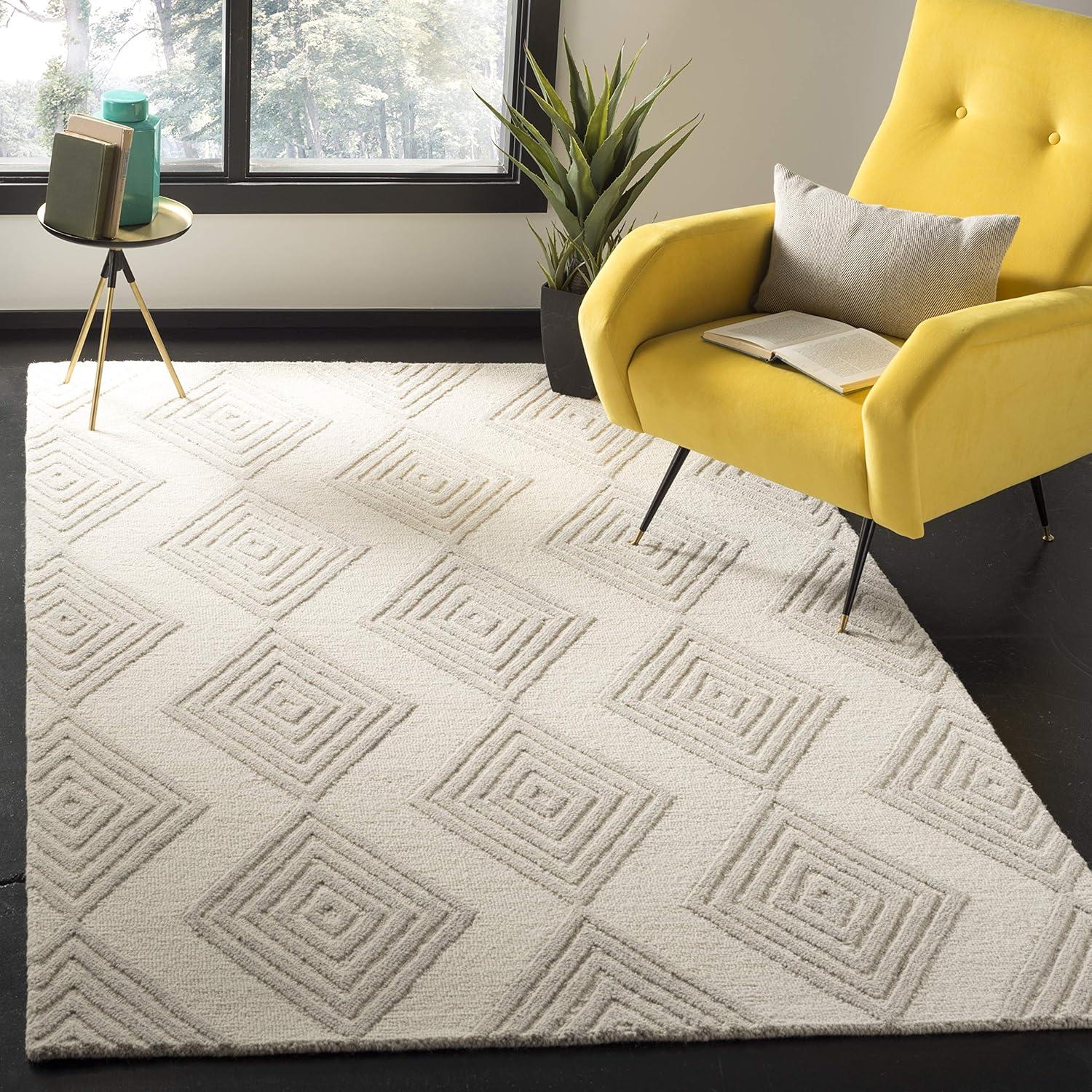 Blossom BLM111 Hand Tufted Area Rug - Ivory/Silver - 8'x10' - Safavieh.