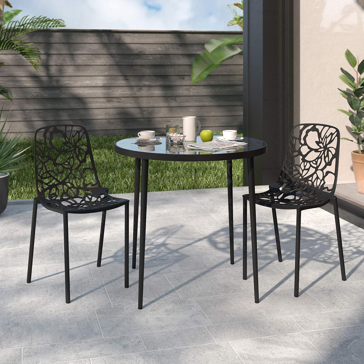 LeisureMod Devon Modern Aluminum Outdoor Stackable Dining Chair