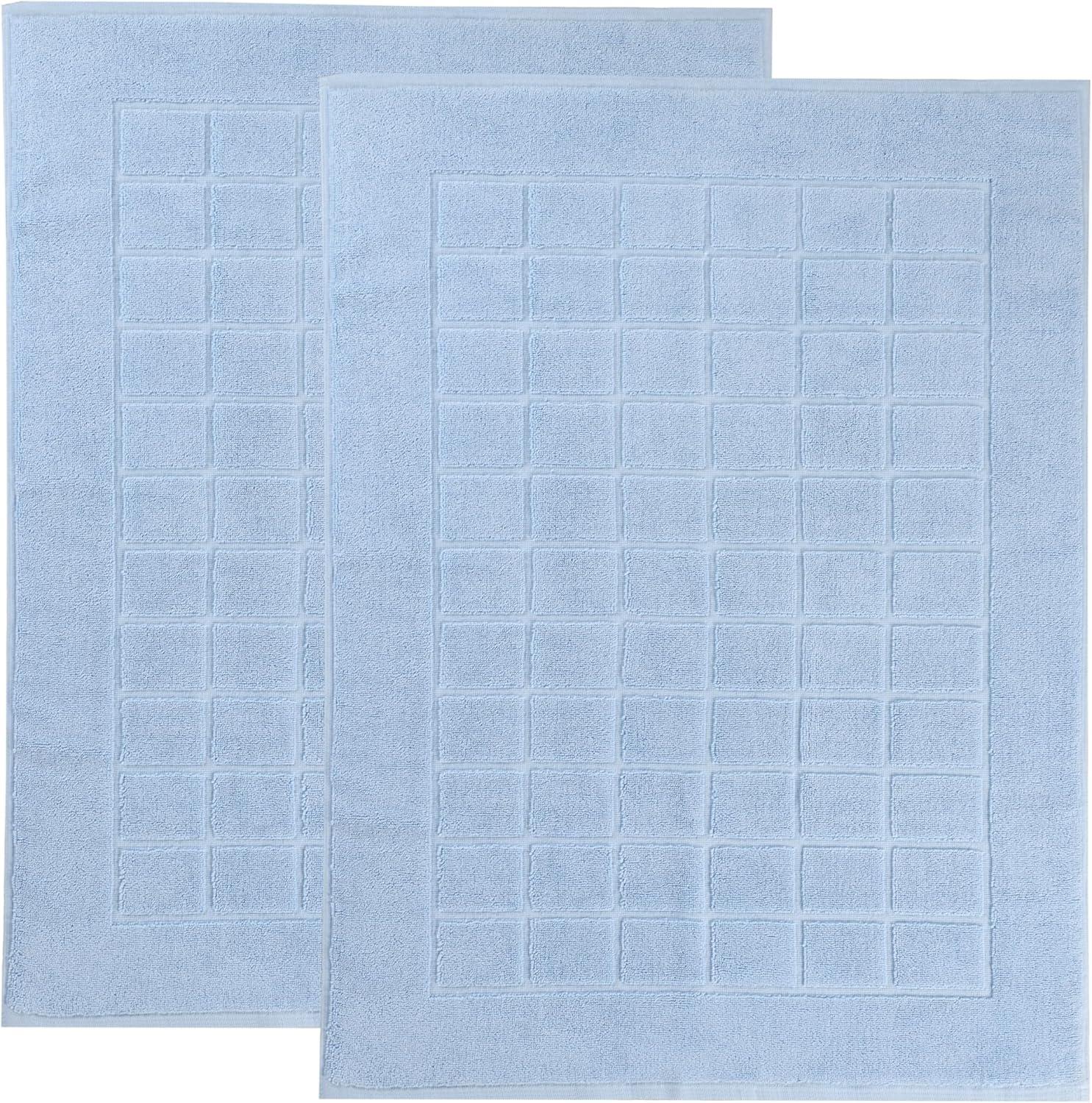 Superior Nora Cotton Terry Solid Absorbent Thick Checkered Washable Bath Mat Set Of 2 | AllModern