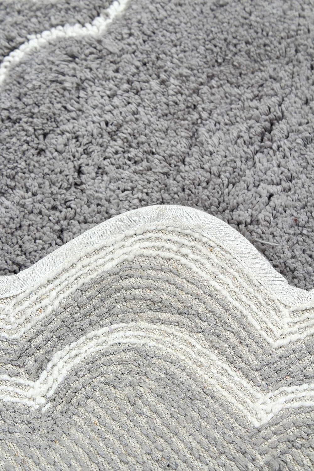 Home Weavers Allure Collection Bathroom Rug 100% Cotton Tufted Bathroom Rug, Soft and Absorbent Bath Rugs, Non-Slip Bath Carpet, Machine Wash Dry Bath Mats for Bathroom Floor- 21"x34" Bath Rug, Gray