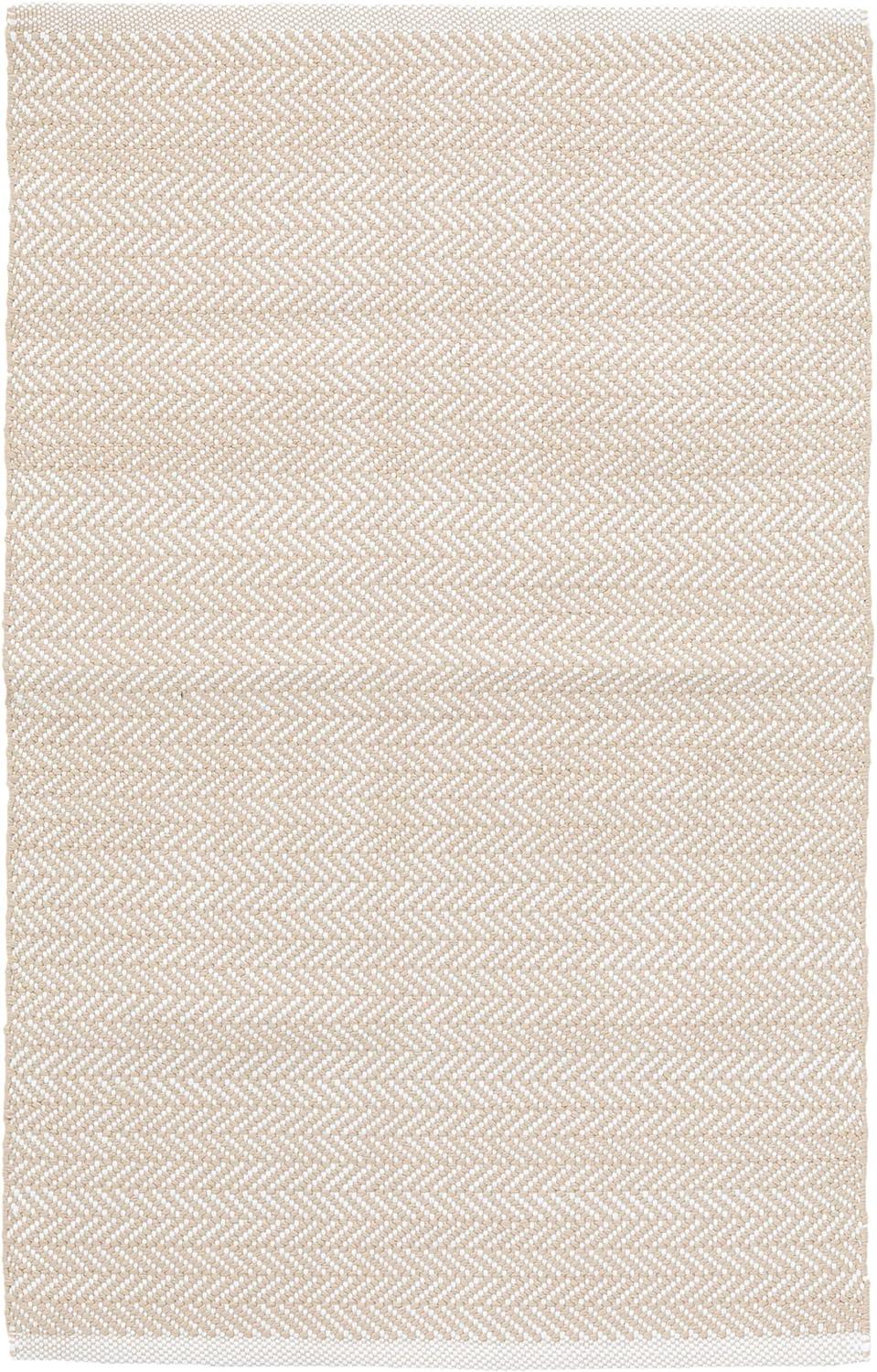 Linen White Hand-Knotted Herringbone Synthetic 6' x 9' Rug