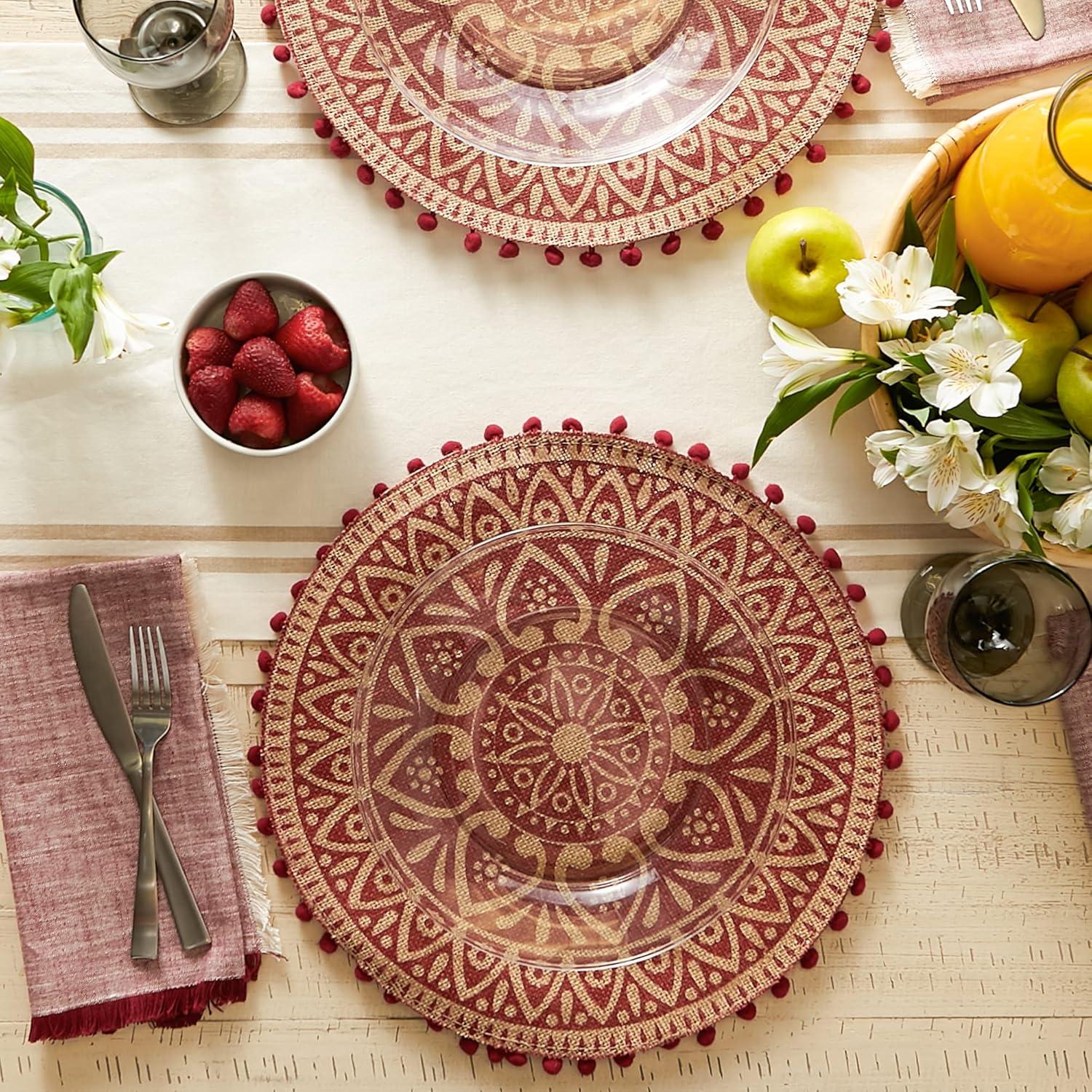 Dart Jute Geometric Round Placemat (Set of 6)