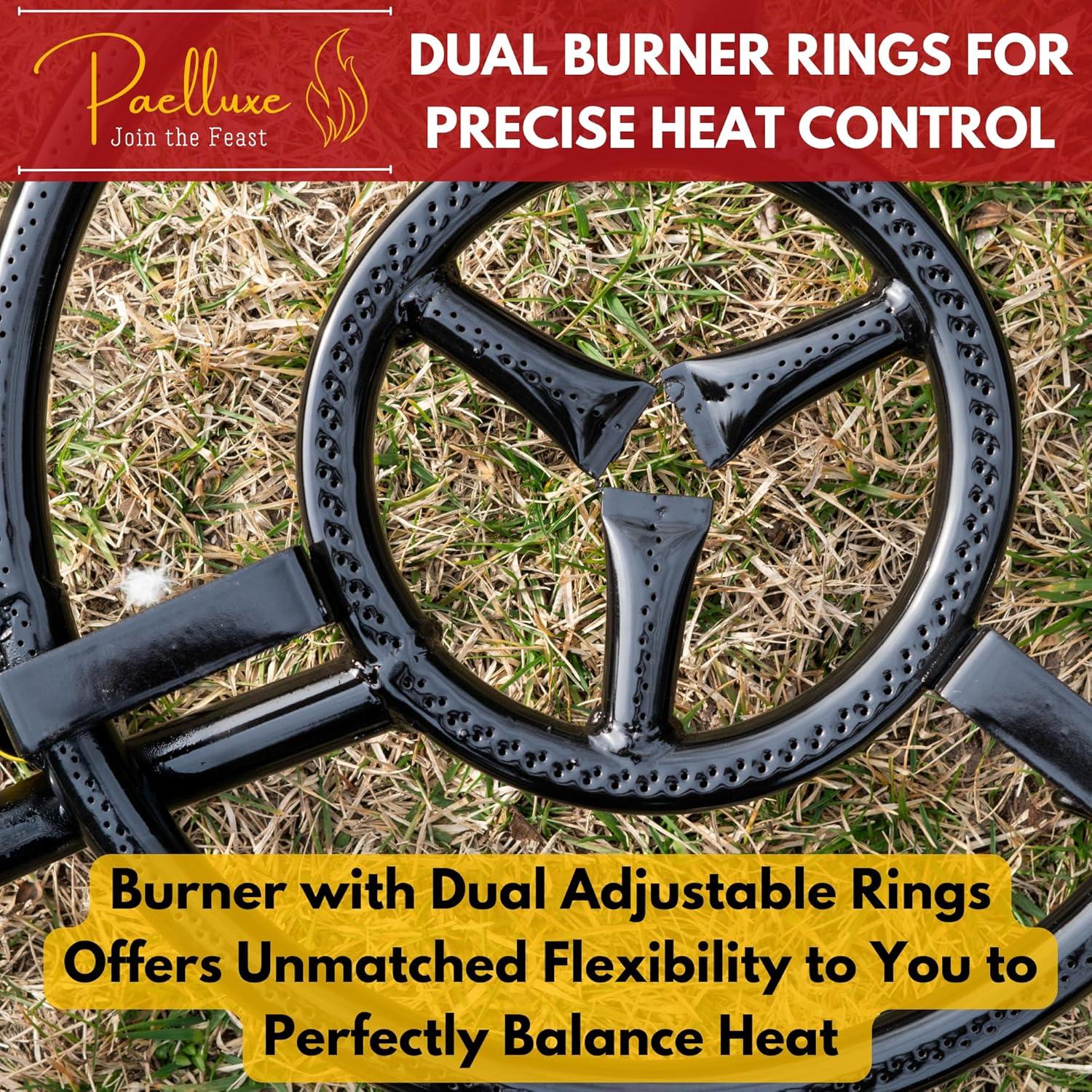 Paella Burner and Stand Set 24 Inch Triple Ring Propane Burner Outdoor Stove with Table Top Stand & Regulator Portable Gas Cooker Wok Burner for Camping Crawfish Boil Cooking Outdoor Paellera