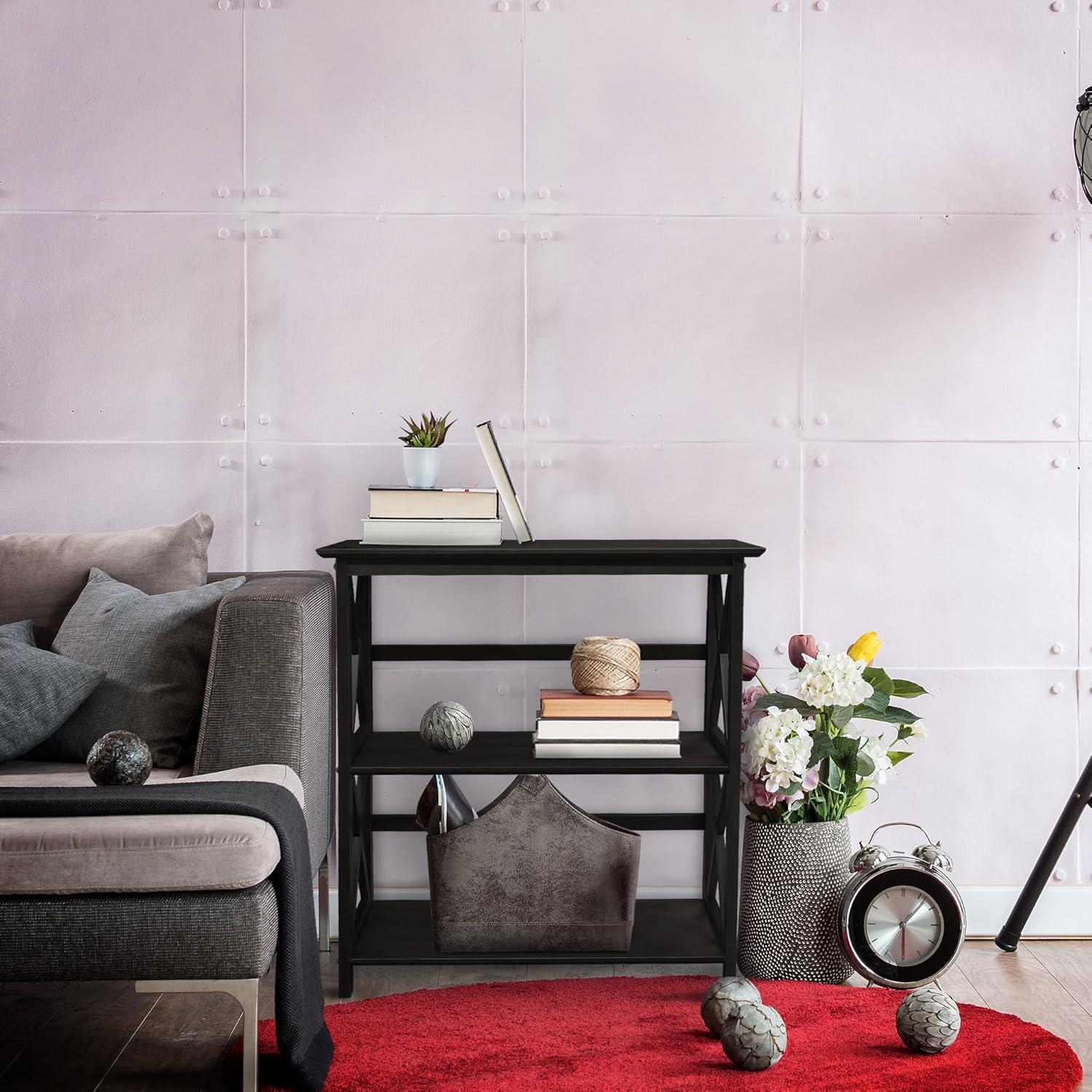 Montego 3-Shelf Bookcase-Black