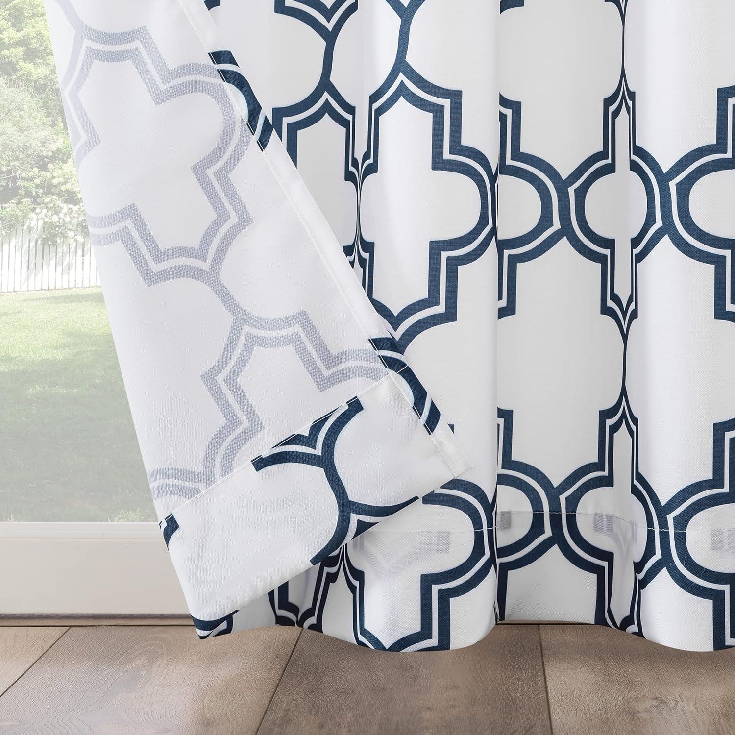 Sun Zero 108" x 54" Indigo Trellis Outdoor Curtain With Grommets