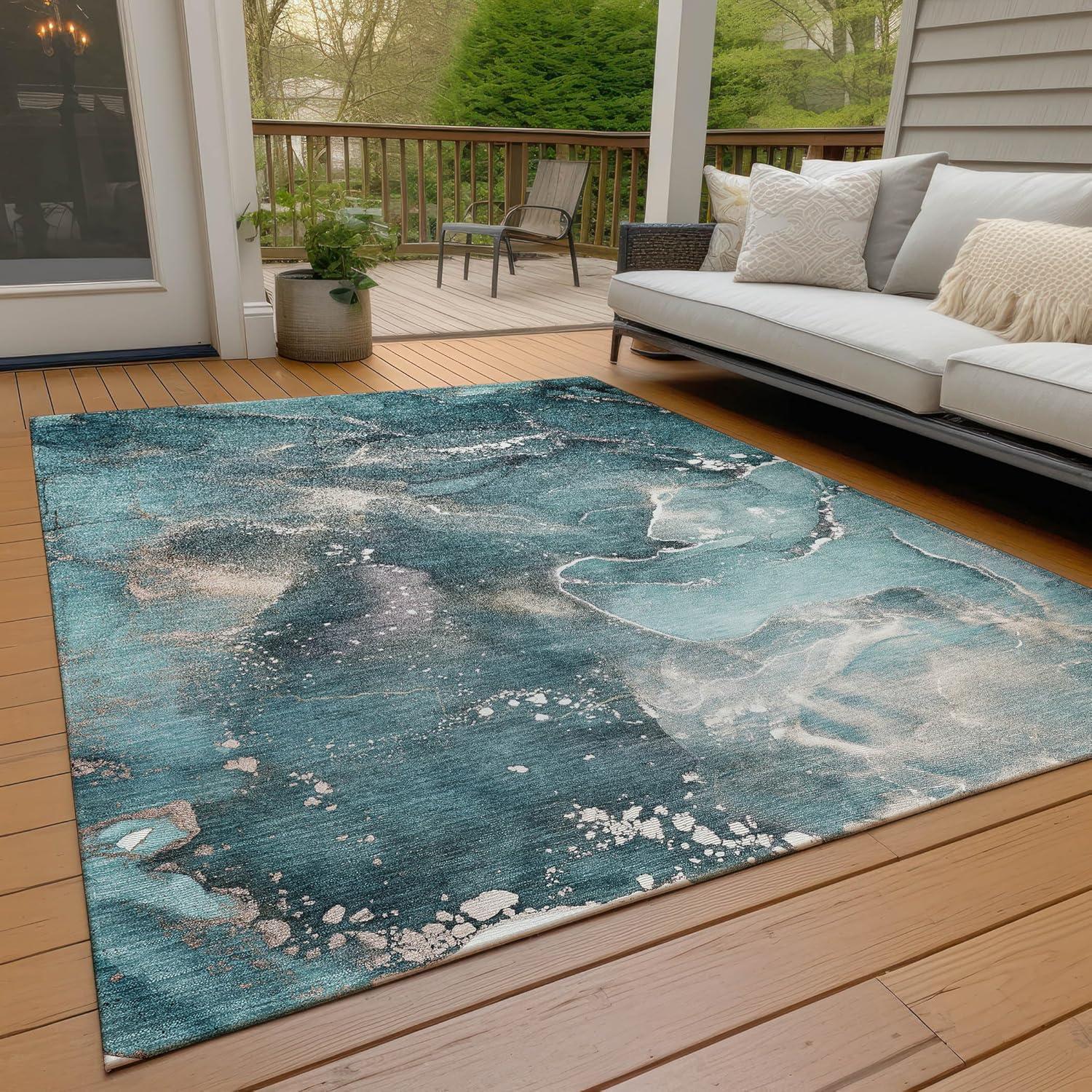 Addison Rugs Chantille ACN518 Teal 2'6" x 3'10" Indoor Outdoor Area Rug, Easy Clean, Machine Washable, Non Shedding, Bedroom, Living Room, Dining Room, Kitchen, Patio Rug